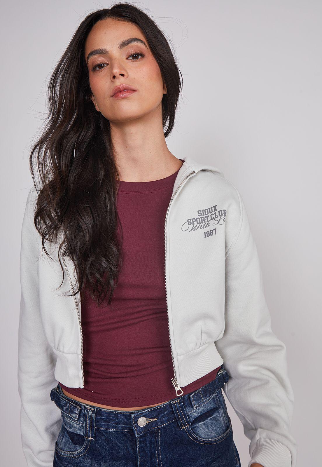 Polerón Mujer Crop Athletic Gris Sioux-4