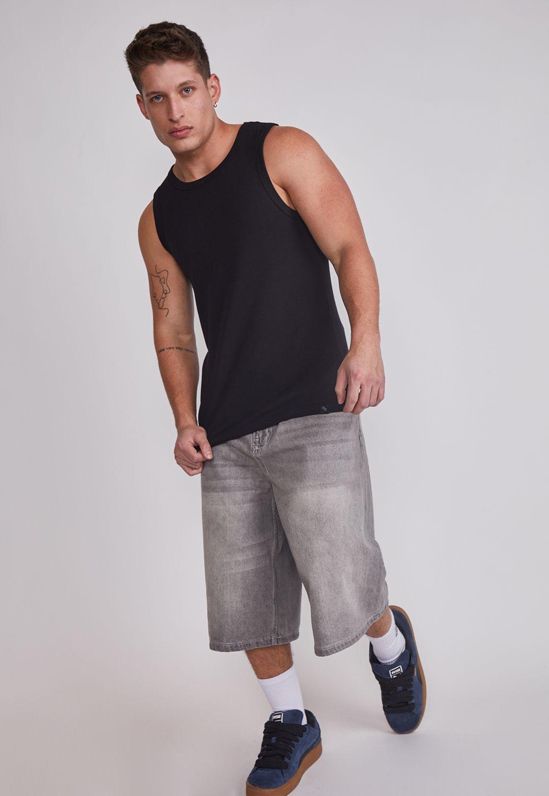 Bermuda Hombre Skater Bordado Gris Sioux-1