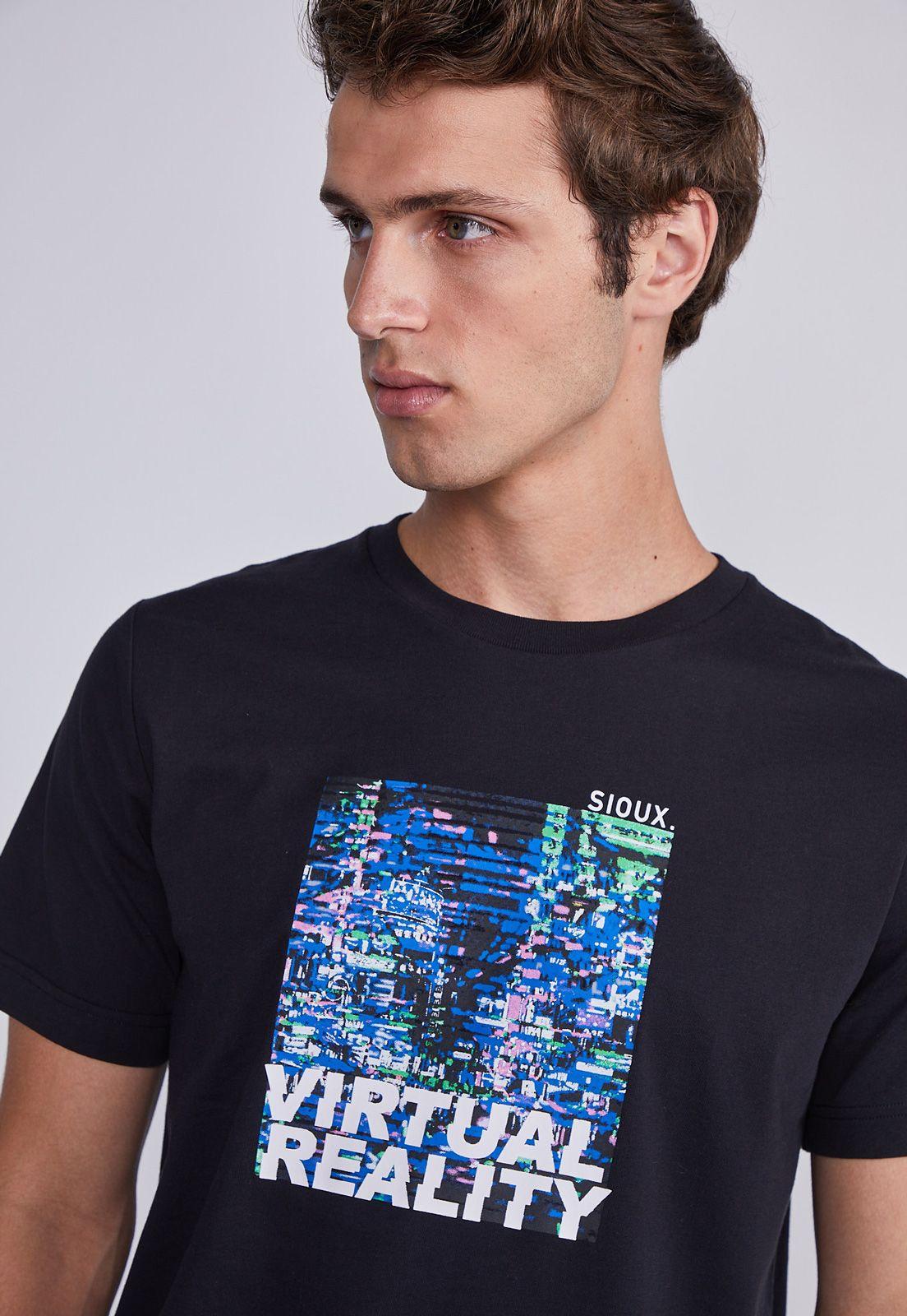 Polera Hombre Negro Visual Reality Sioux-1