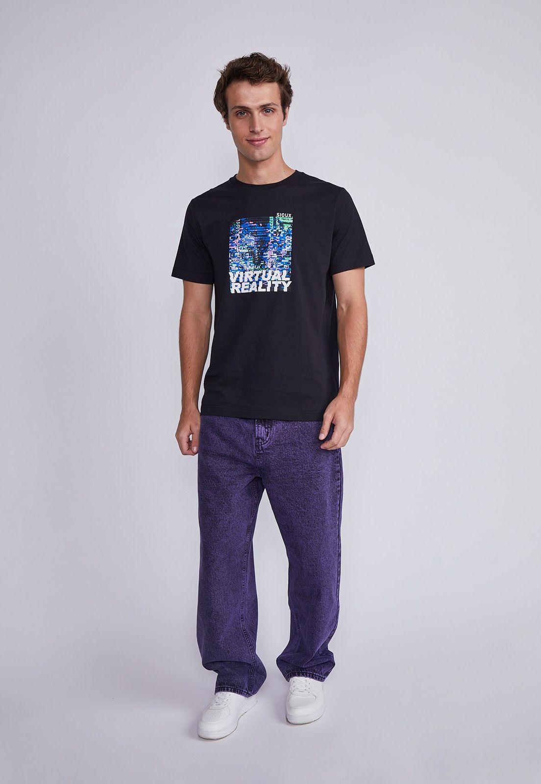 Polera Hombre Negro Visual Reality Sioux-3
