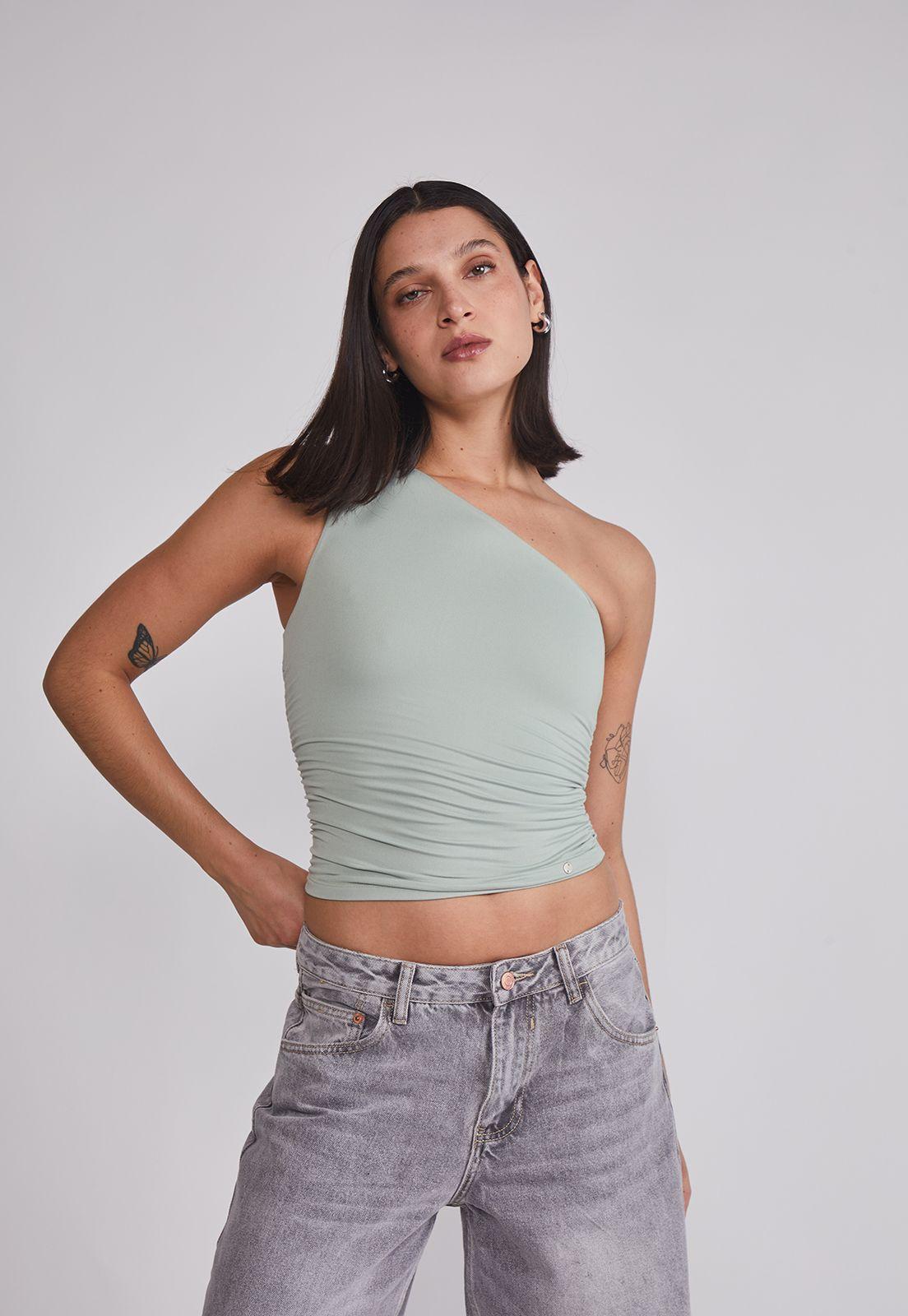 Peto Mujer Crop Un Hombro Verde Sioux-0