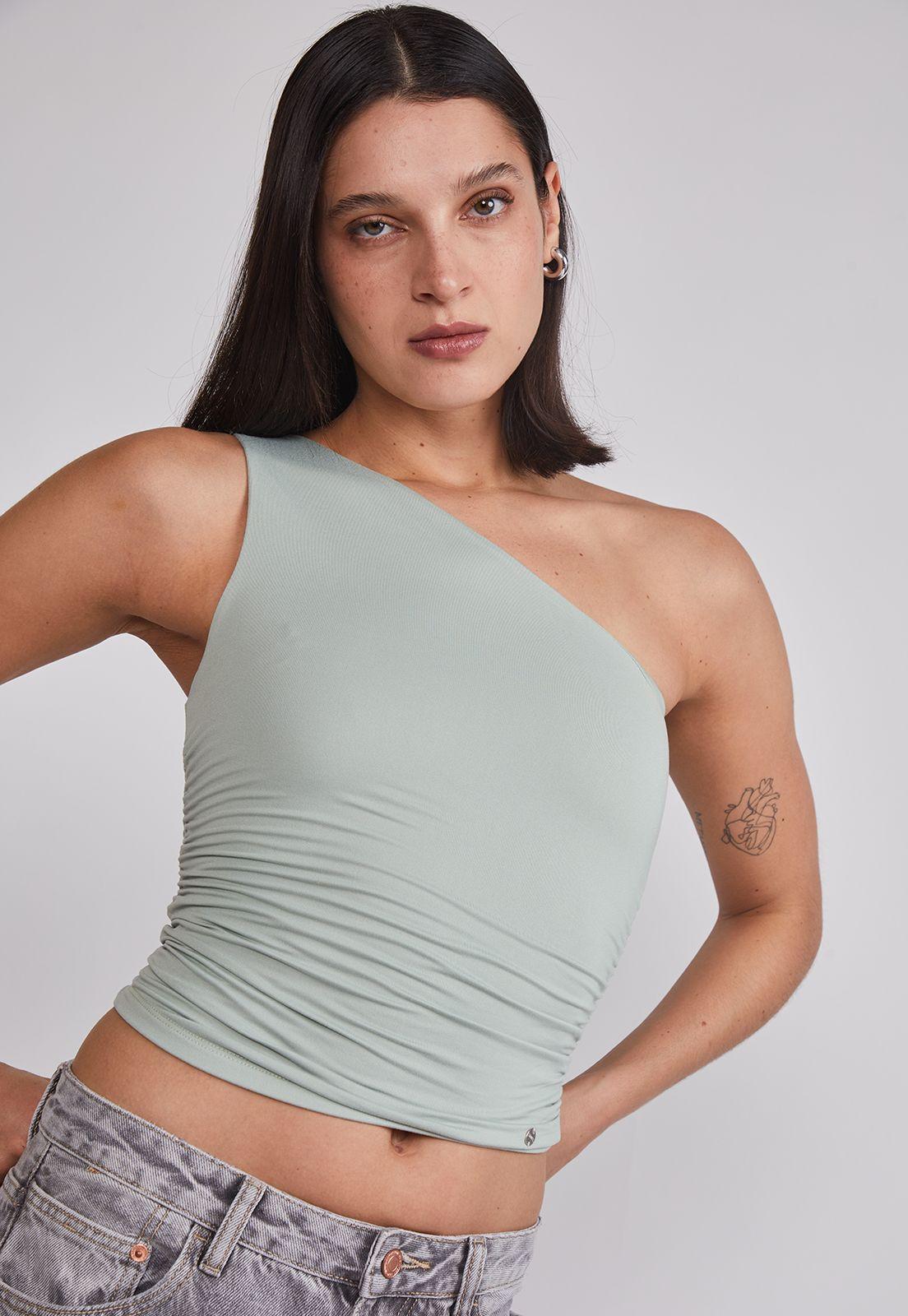 Peto Mujer Crop Un Hombro Verde Sioux-2