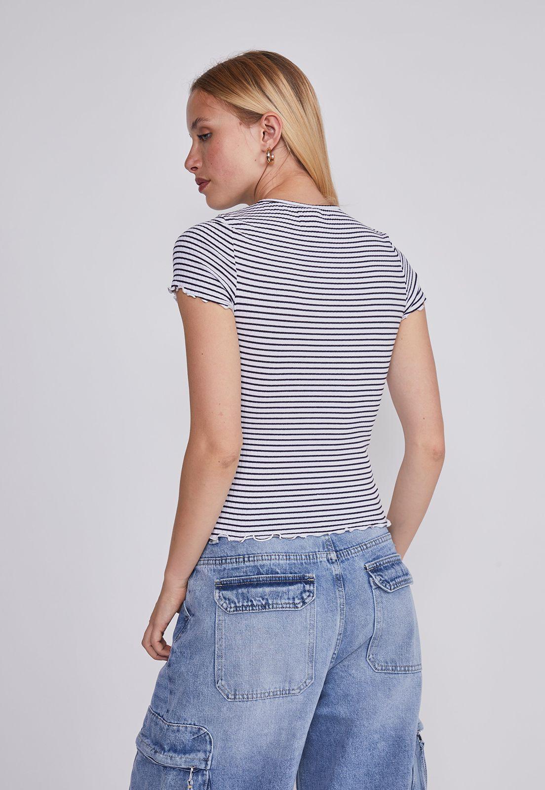 Polera Mujer Listada Rulet Negro Sioux-3