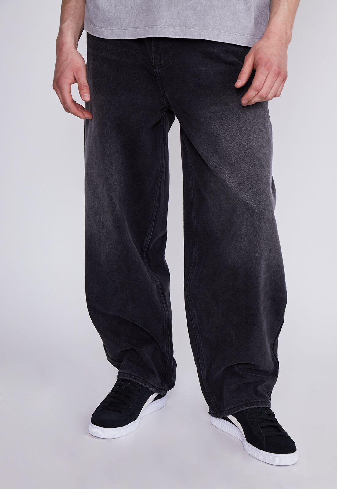 Jeans Hombre Negro Baggy Lavado Sioux-0