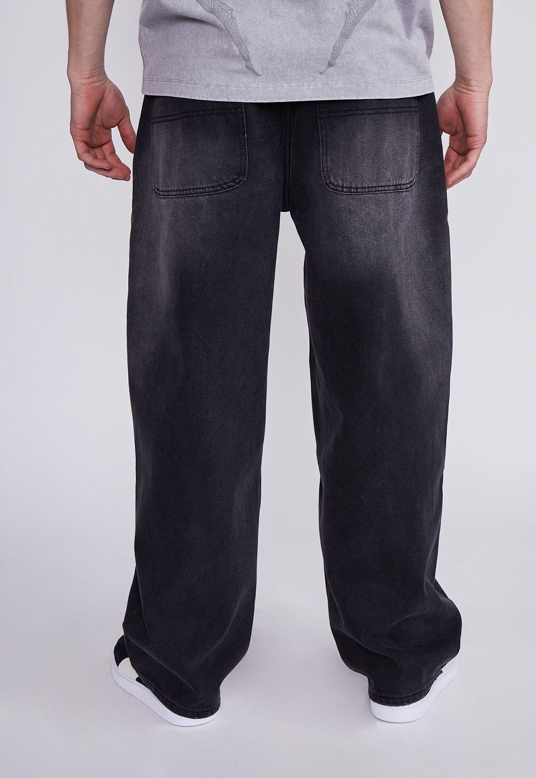 Jeans Hombre Negro Baggy Lavado Sioux-2