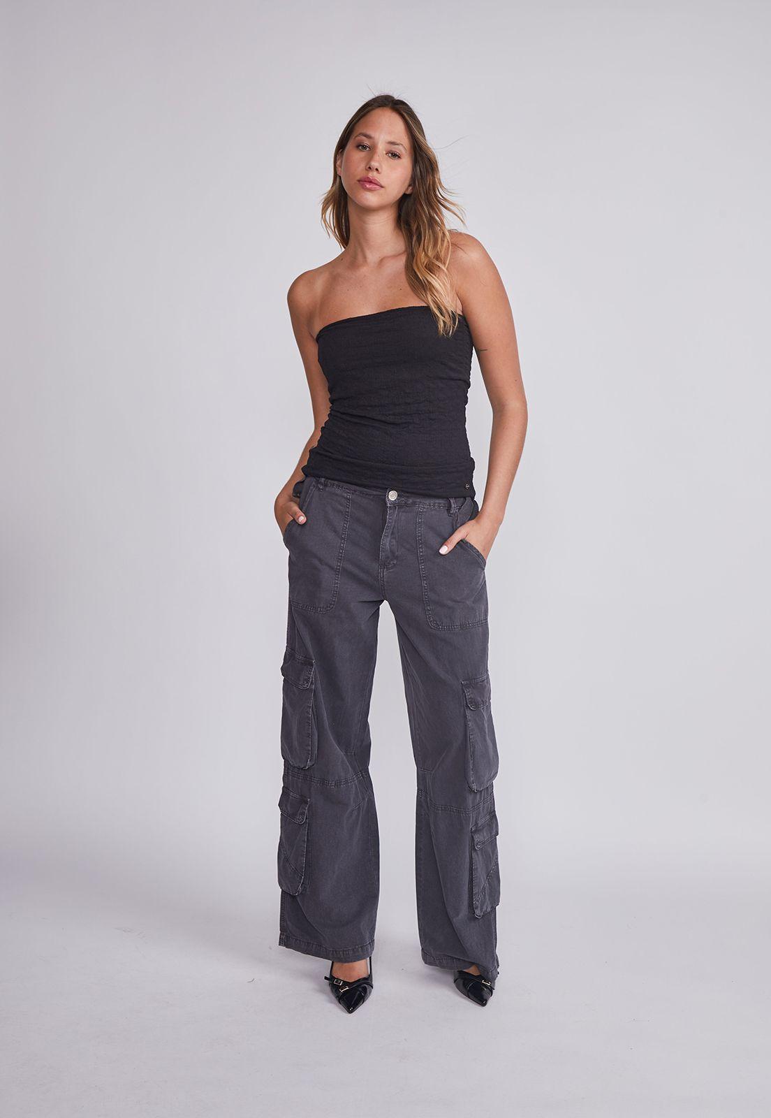 Jeans Mujer Gris Multibolsillos Sioux-4
