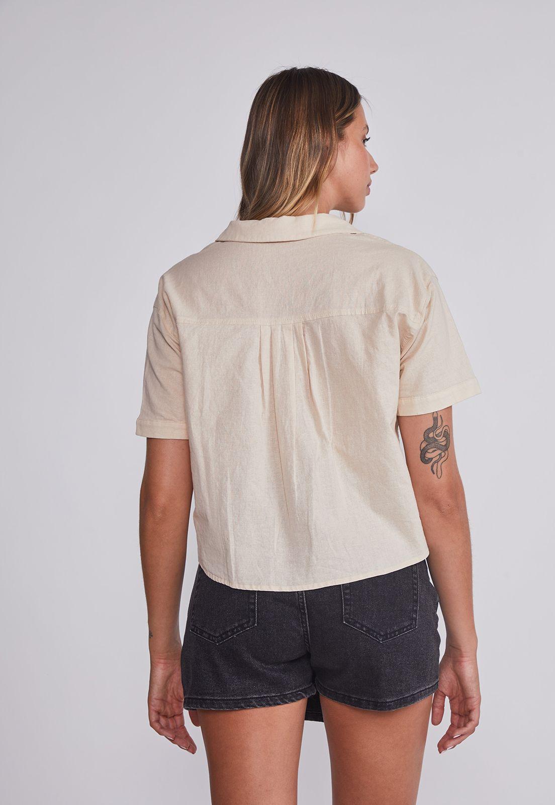 Blusa Mujer Beige Con Tachas En Bolsillos Sioux-3