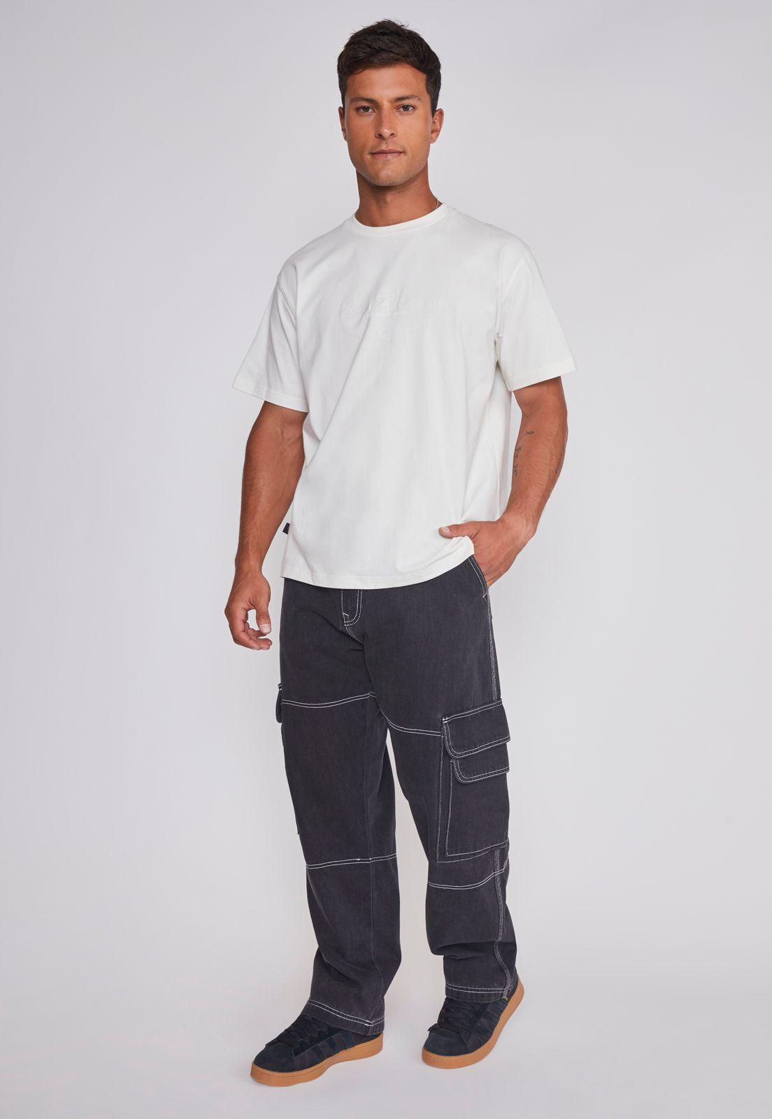 Jeans Hombre Cargo Costuras Negro Sioux-2