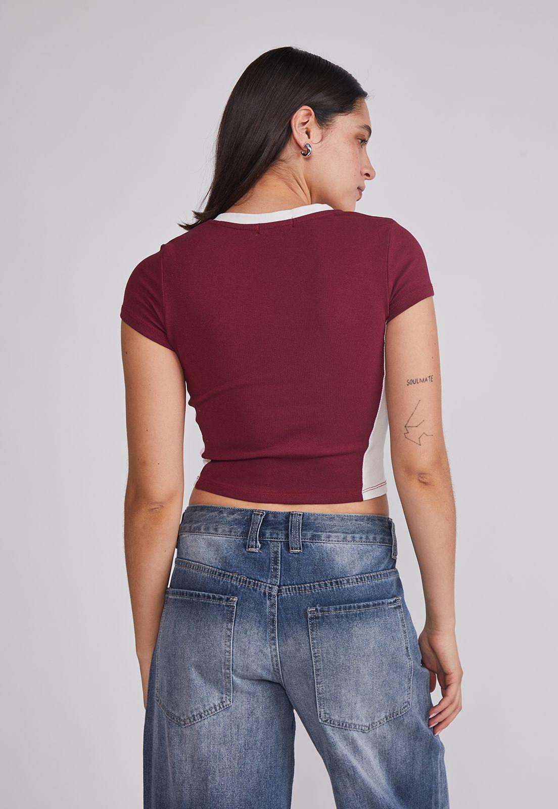 Polera Mujer Estrella NY Burdeo Sioux-2