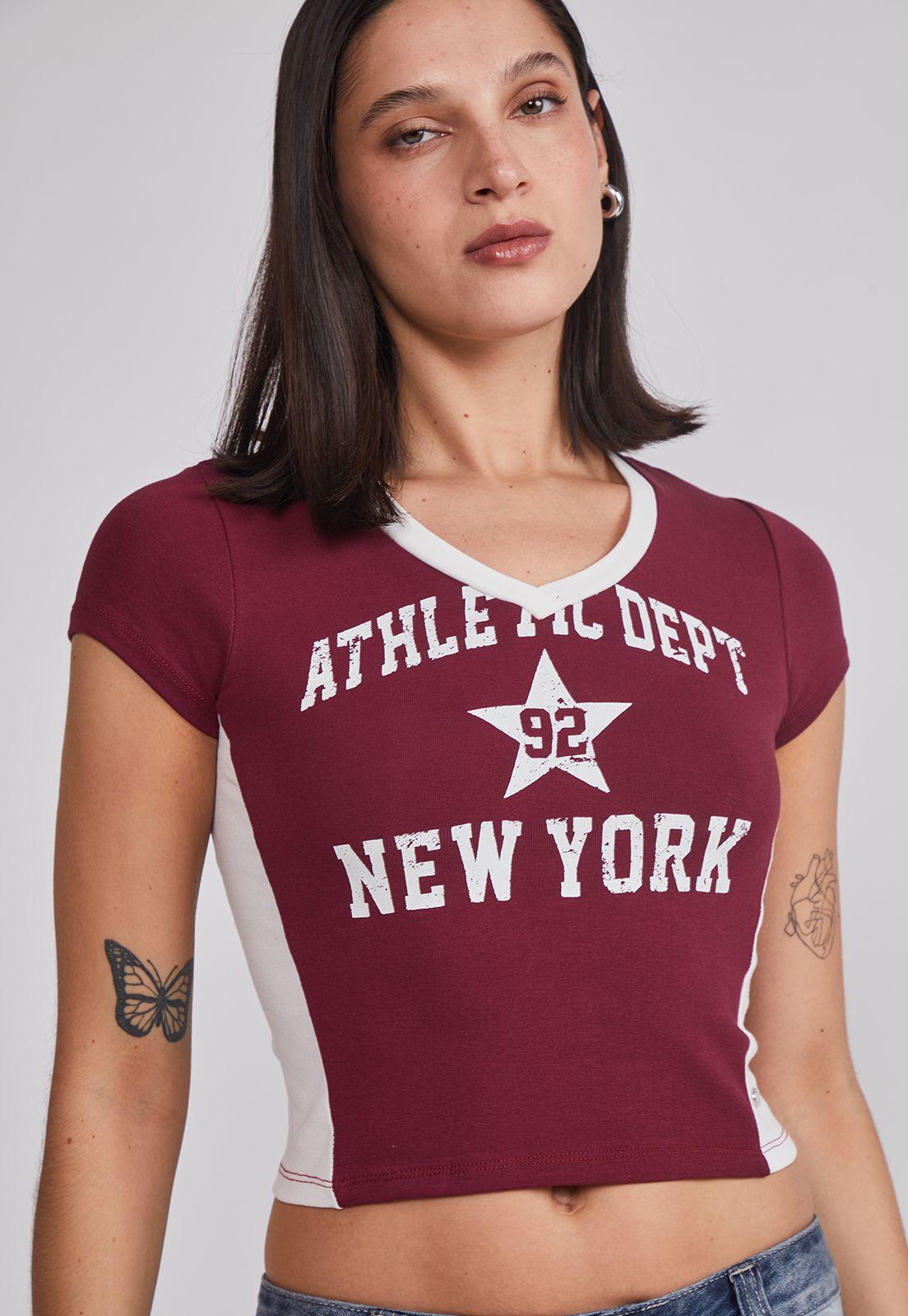 Polera Mujer Estrella NY Burdeo Sioux-3
