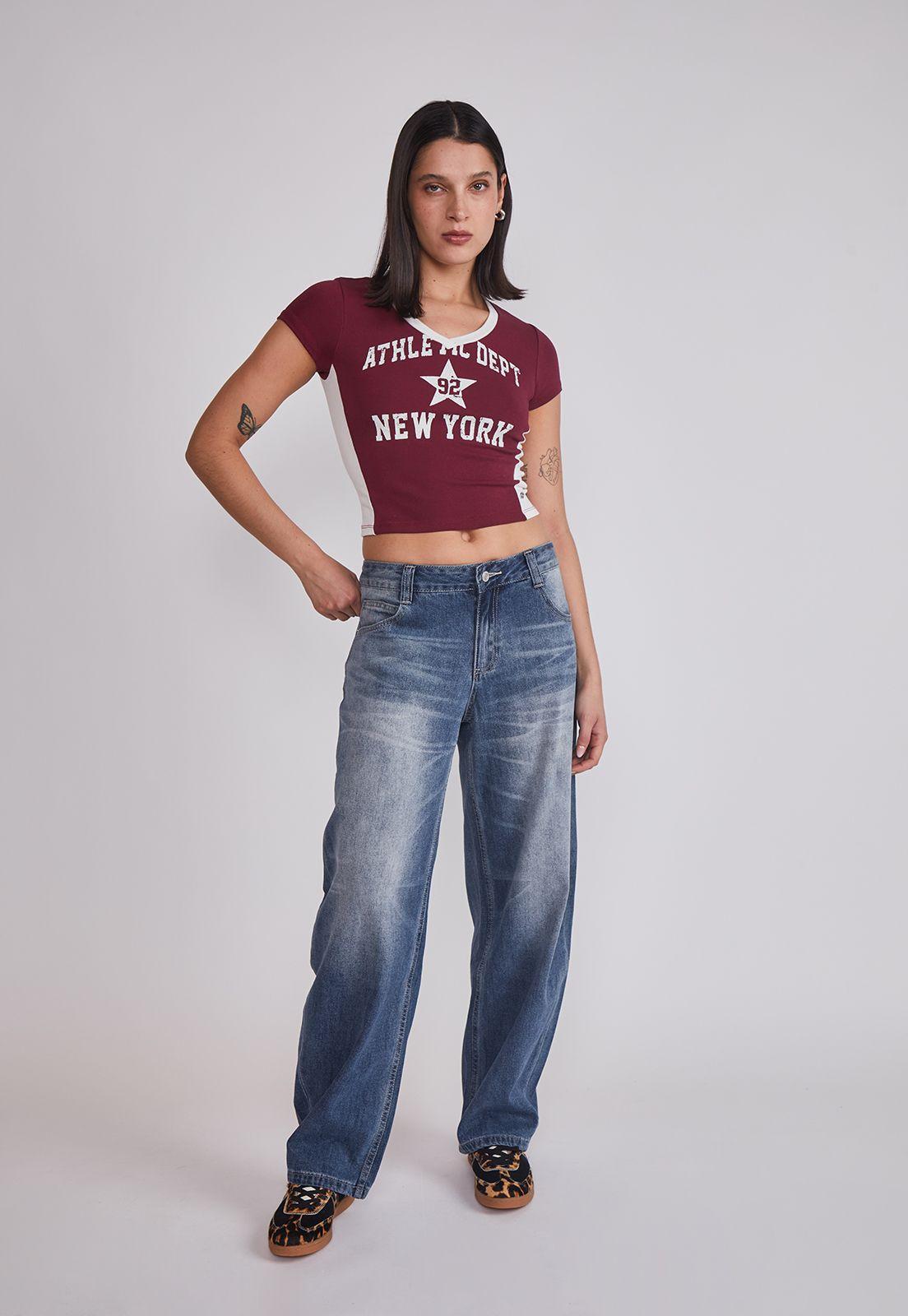 Polera Mujer Estrella NY Burdeo Sioux-4