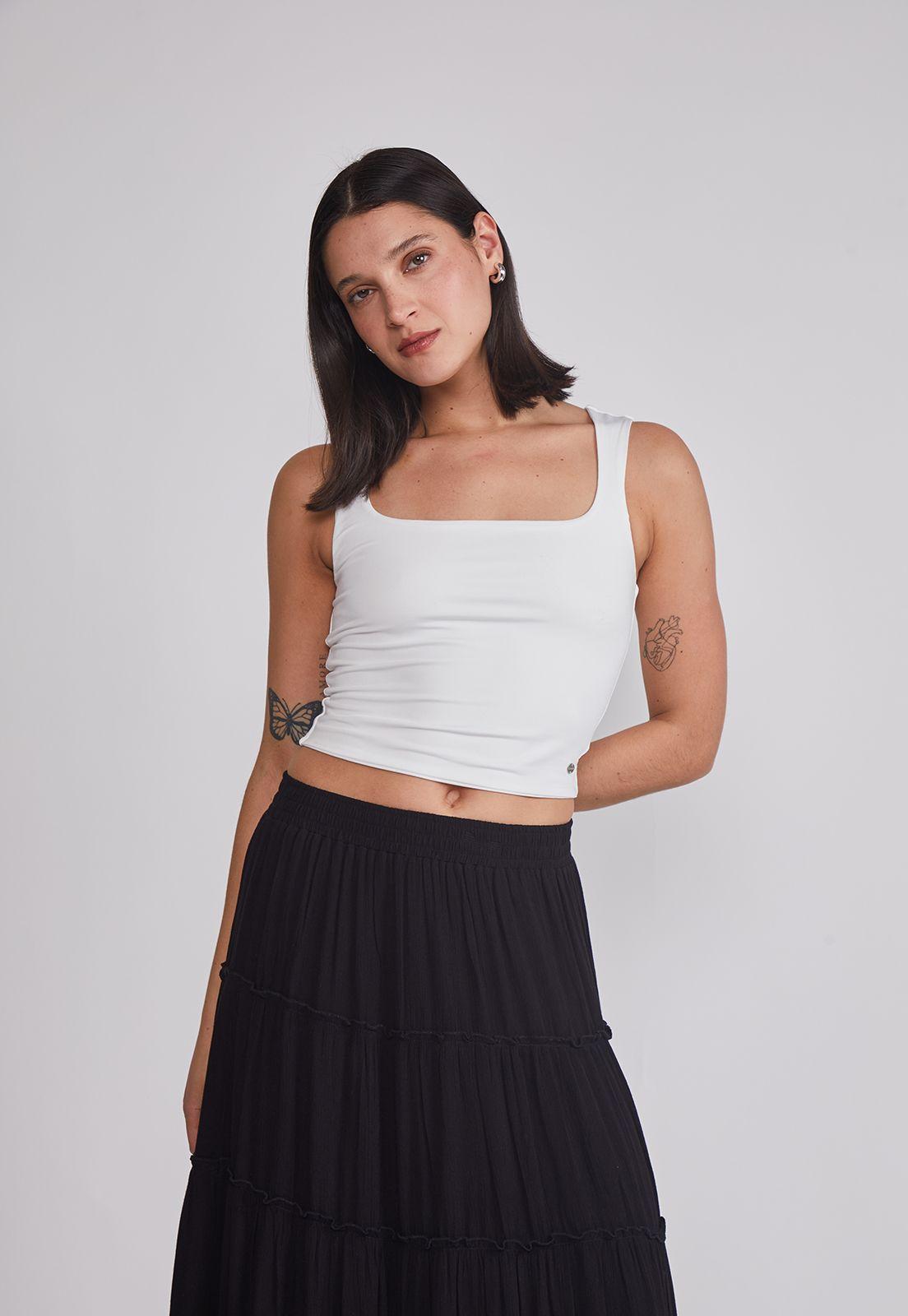 Peto Mujer Crop Elasticado Blanco Sioux-0