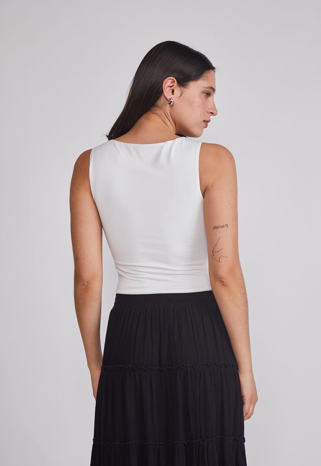 Peto Mujer Crop Elasticado Blanco Sioux-3