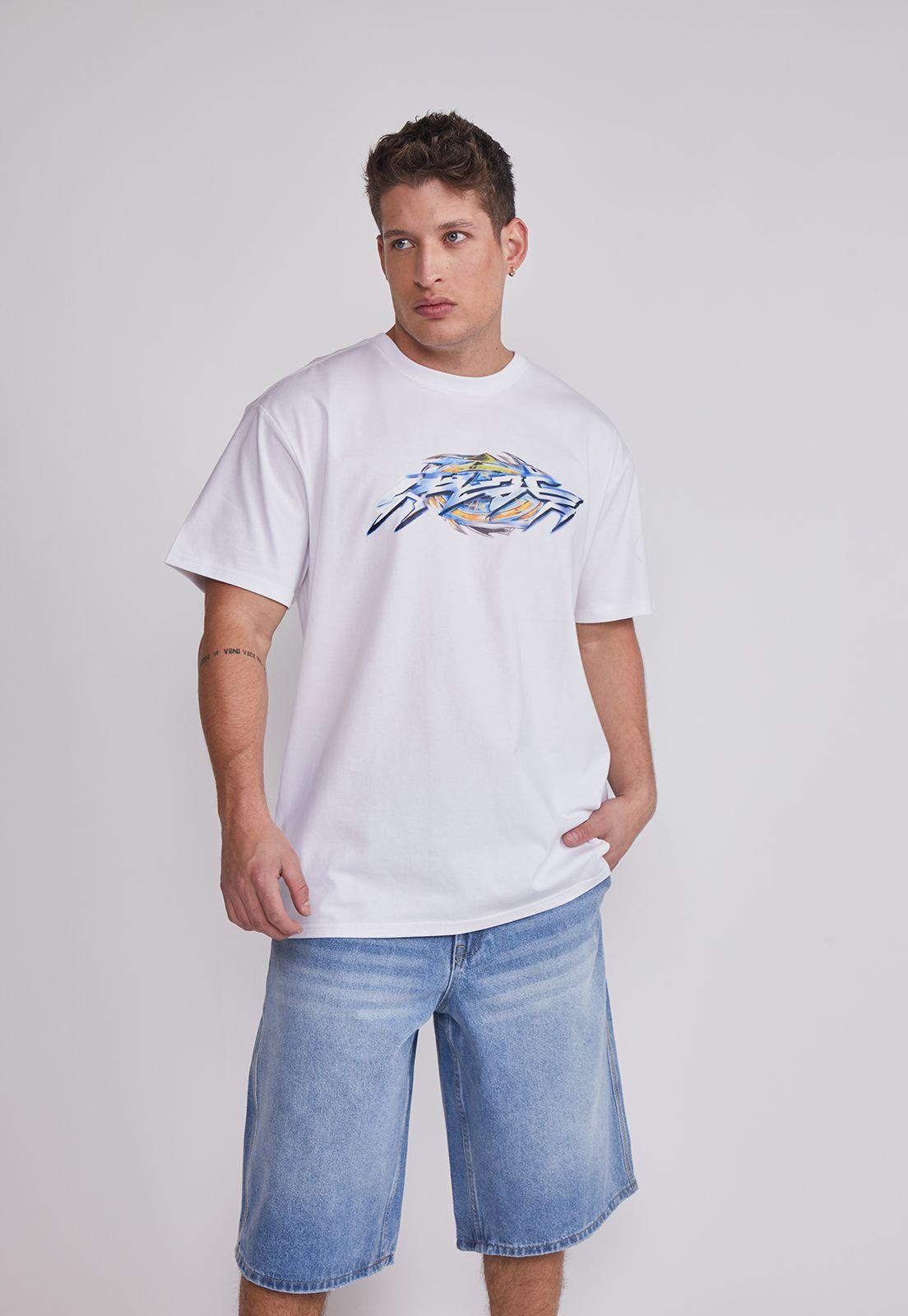 Polera Hombre Print Oversize Blanco Sioux-0
