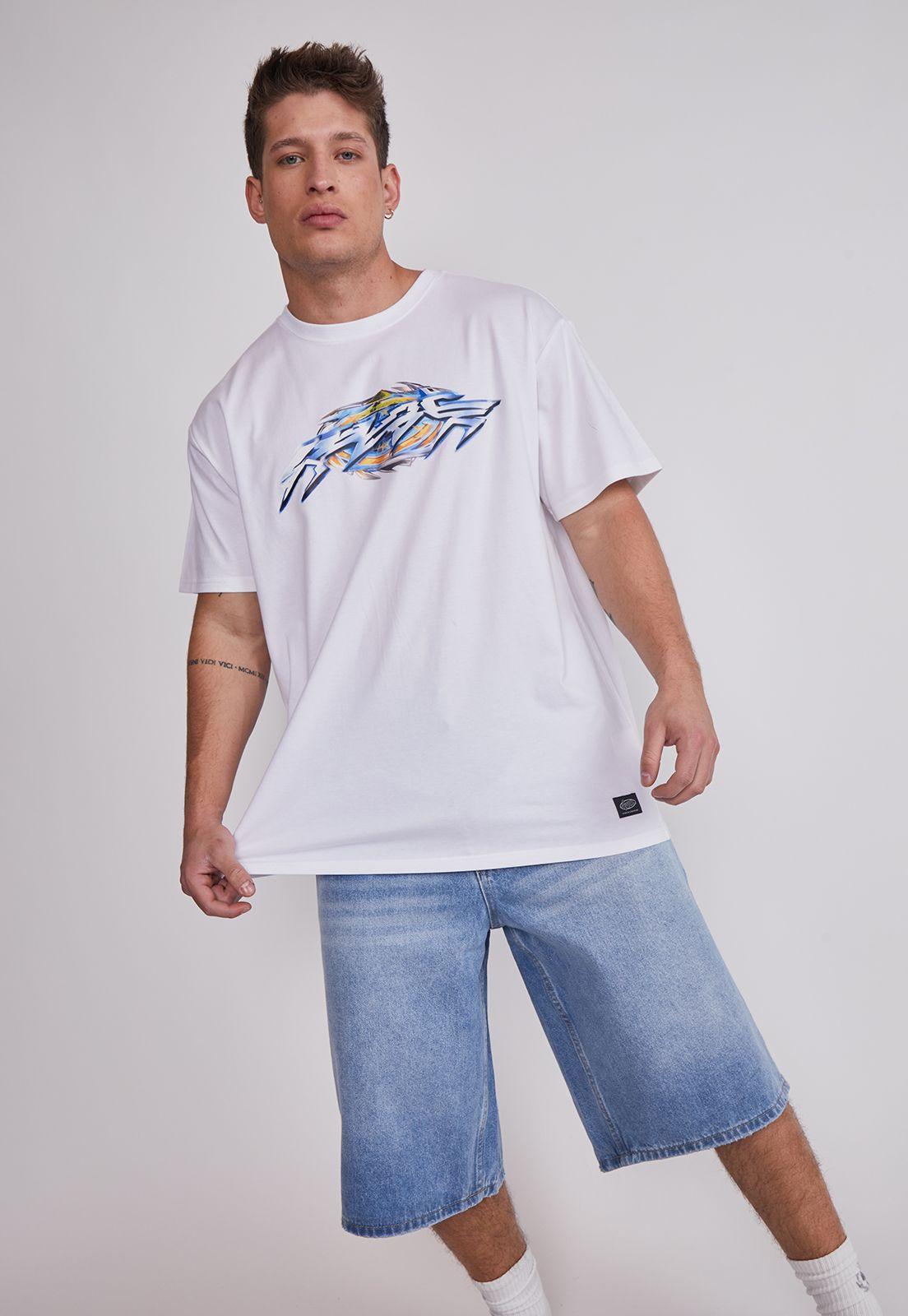 Polera Hombre Print Oversize Blanco Sioux-1