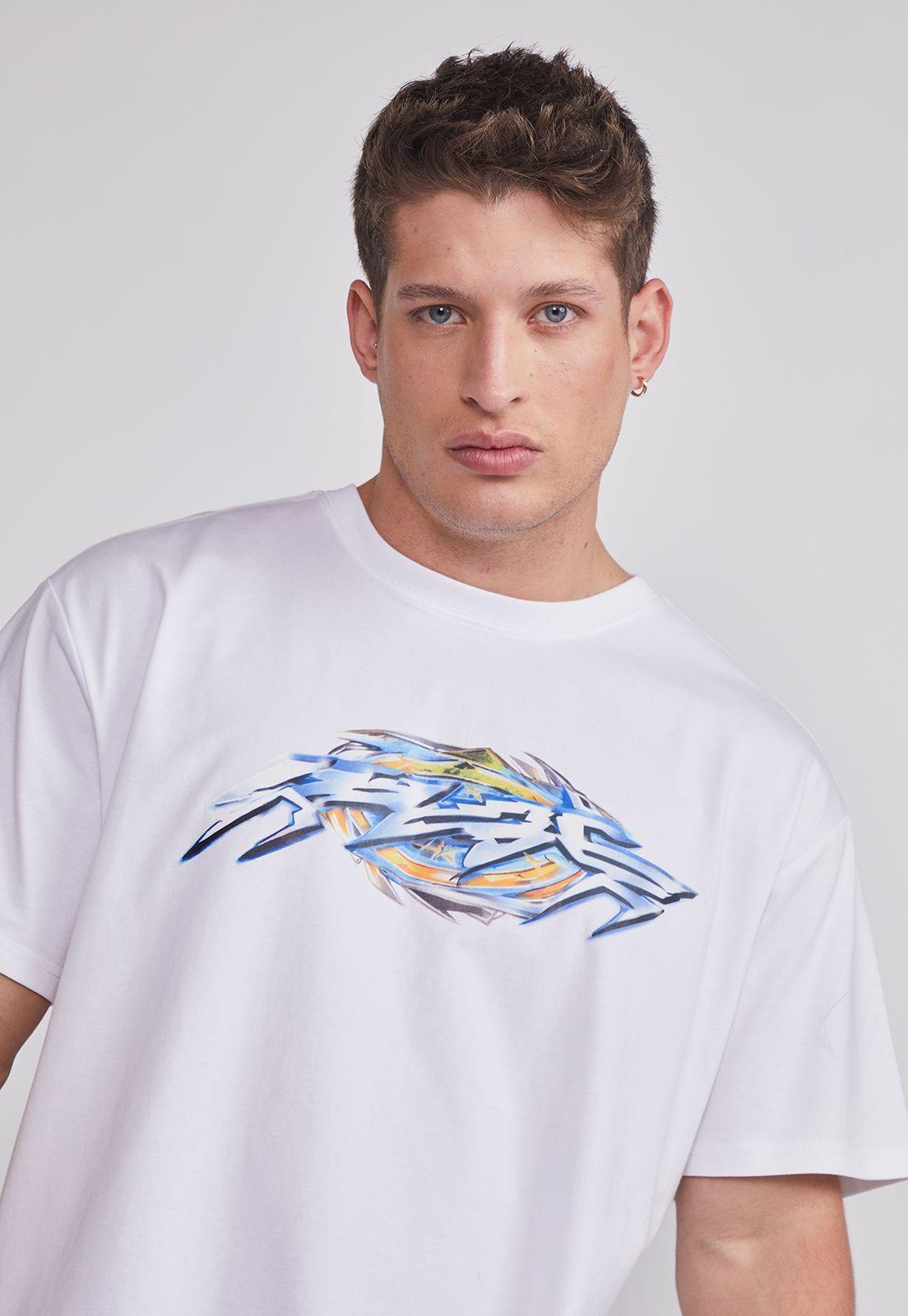 Polera Hombre Print Oversize Blanco Sioux-2