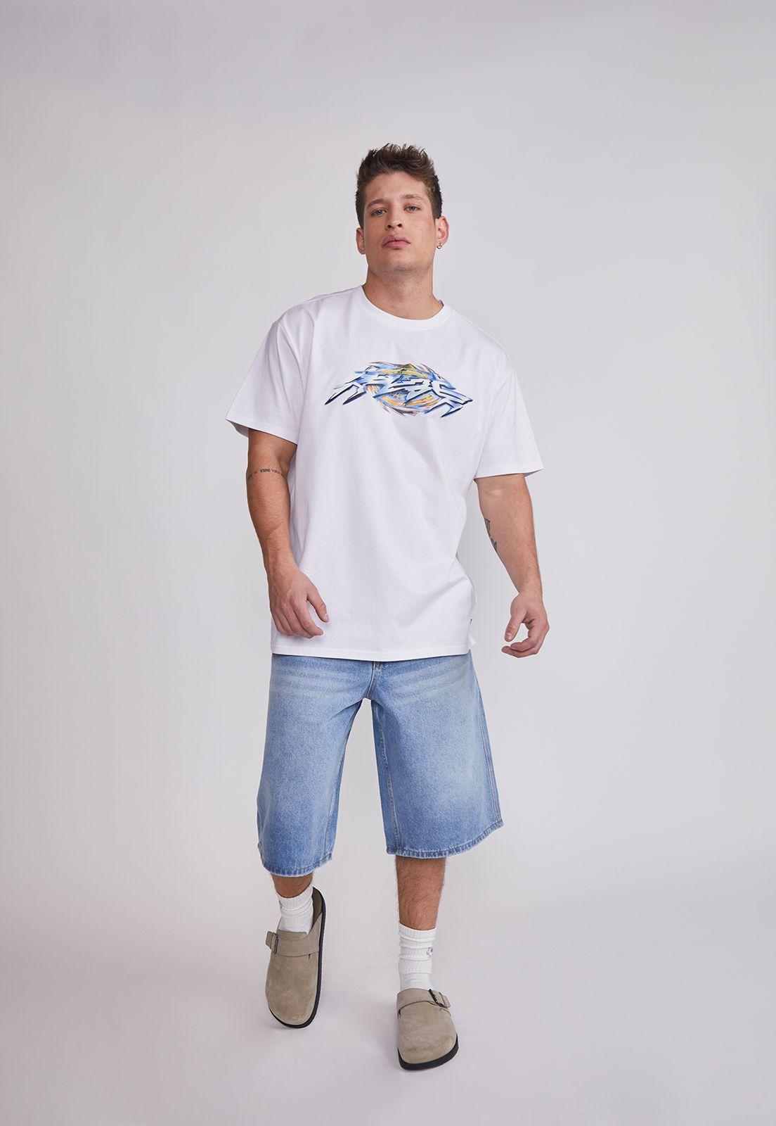 Polera Hombre Print Oversize Blanco Sioux-4