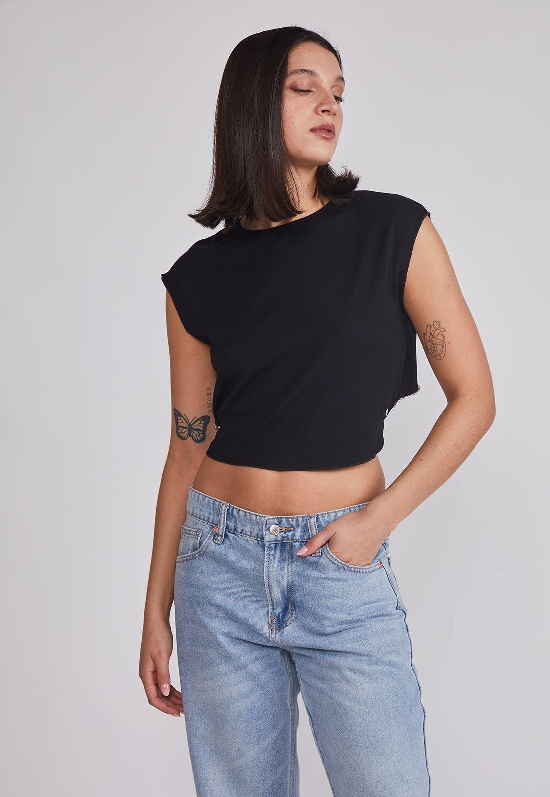 Peto Mujer Espalda Brillos Negro Sioux-0