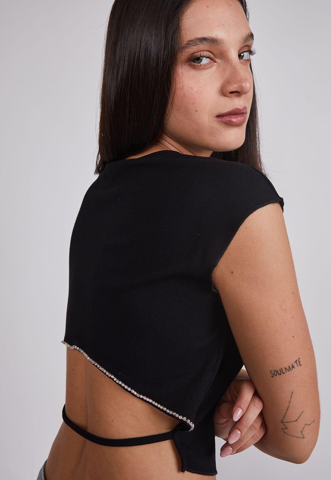 Peto Mujer Espalda Brillos Negro Sioux-1