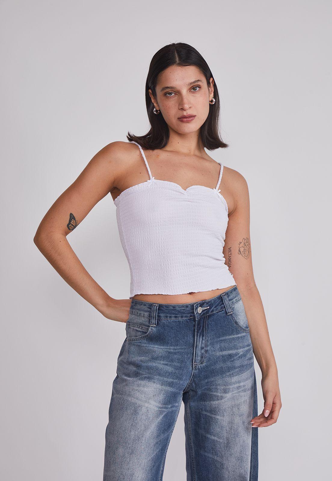 Peto Mujer Tela Texturada Blanco Sioux-0