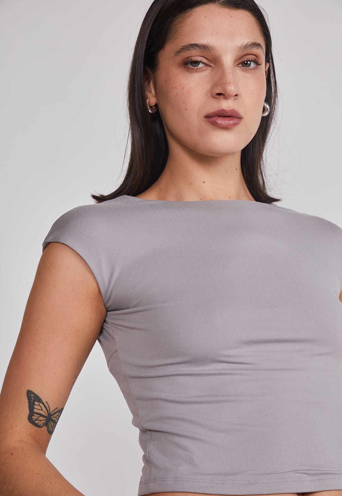 Polera Mujer Espalda Rebajada Gris Sioux-2