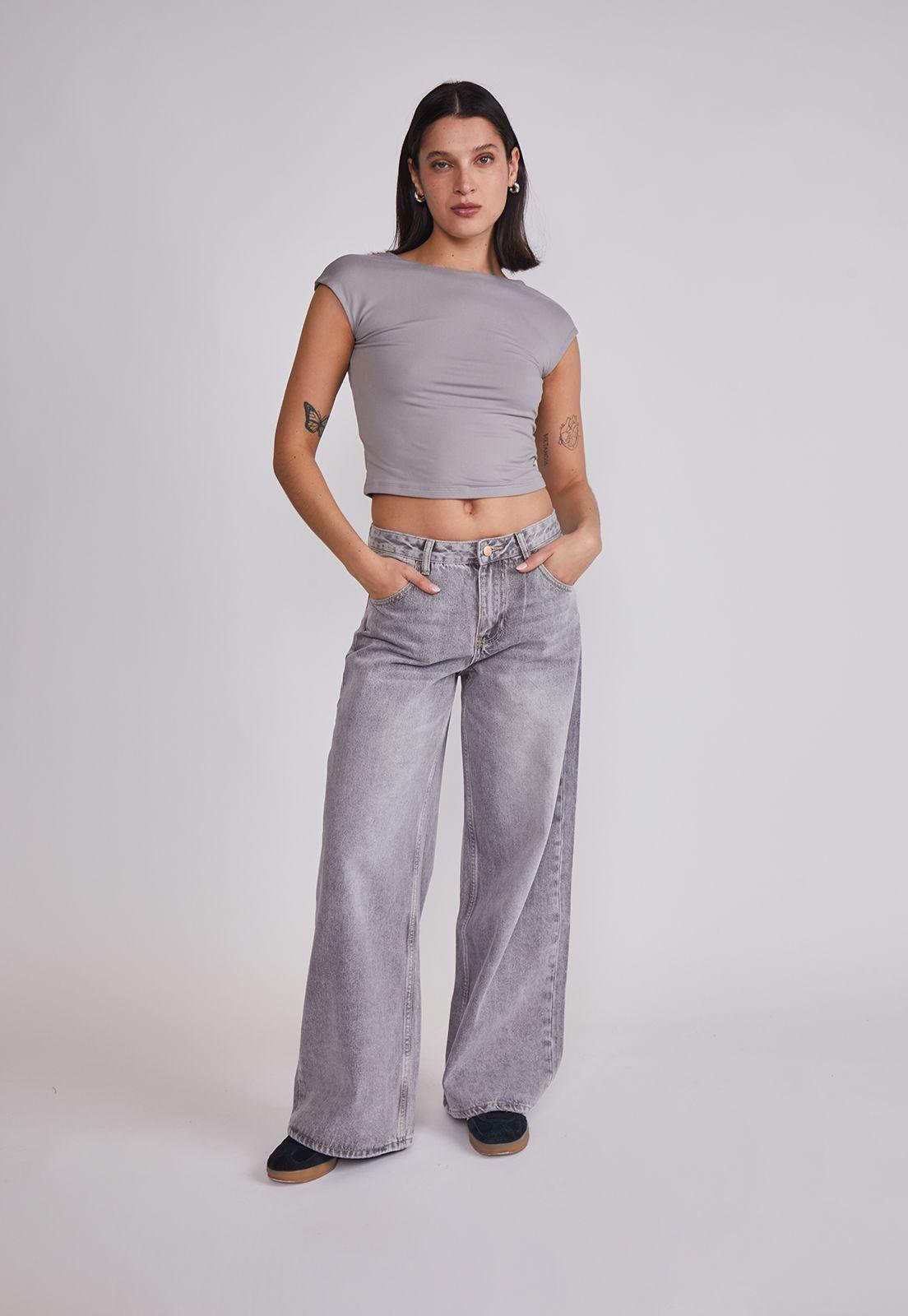 Polera Mujer Espalda Rebajada Gris Sioux-4