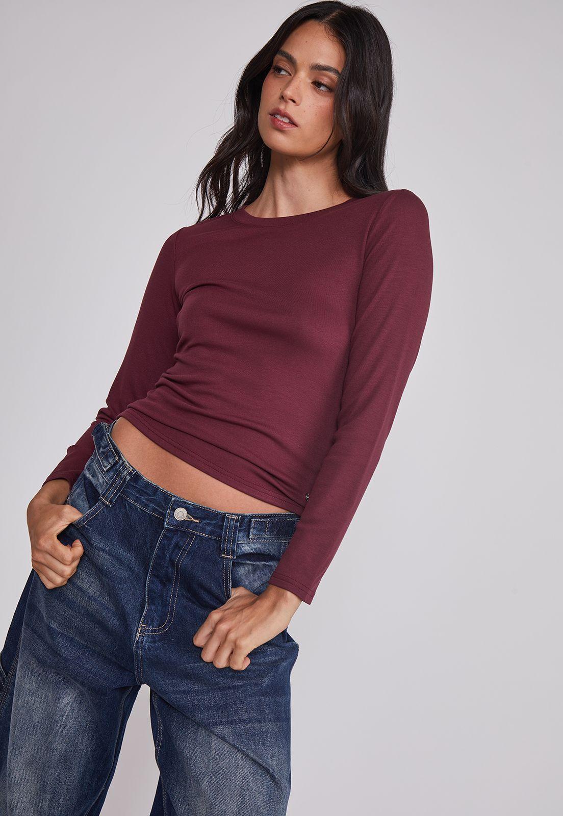 Camiseta Mujer Termica Burdeo Sioux-3