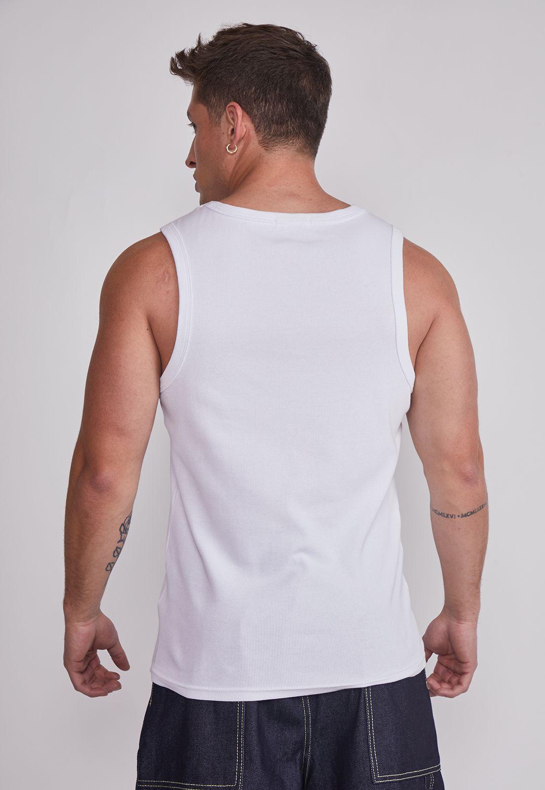 Polera Sin Manga Hombre Sin Manga Lisa Blanco Sioux-2