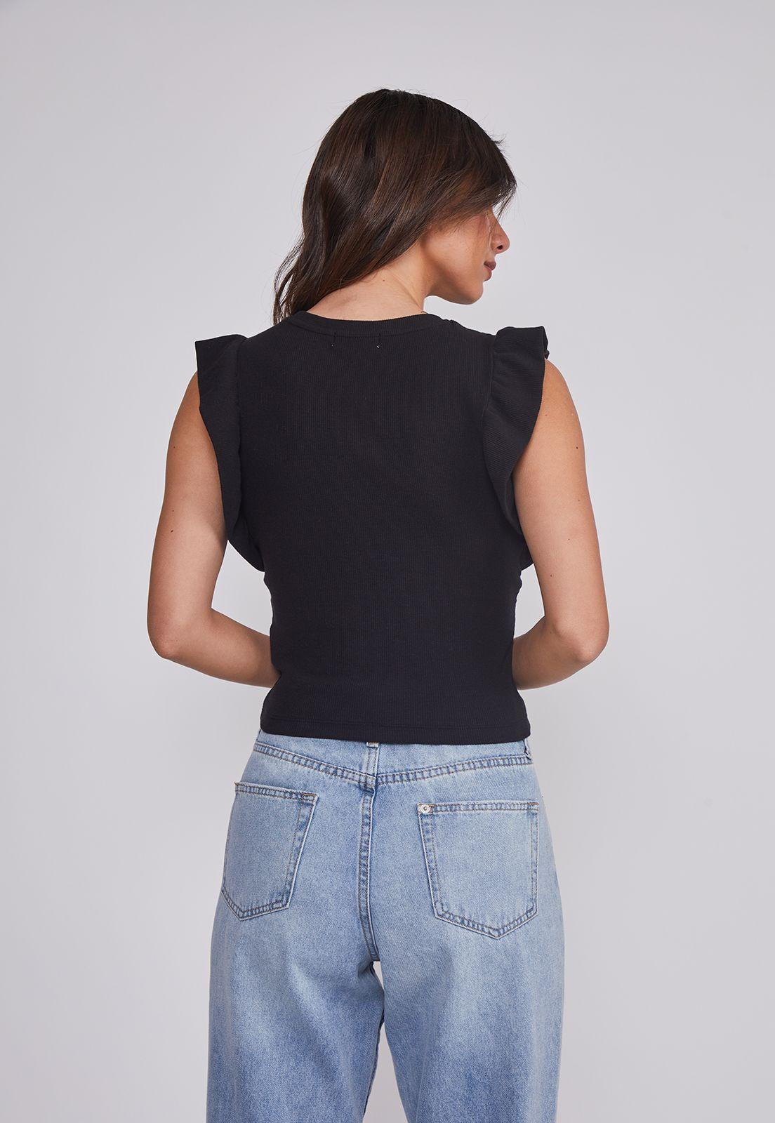 Polera Mujer Manga Vuelos Negro Sioux-3