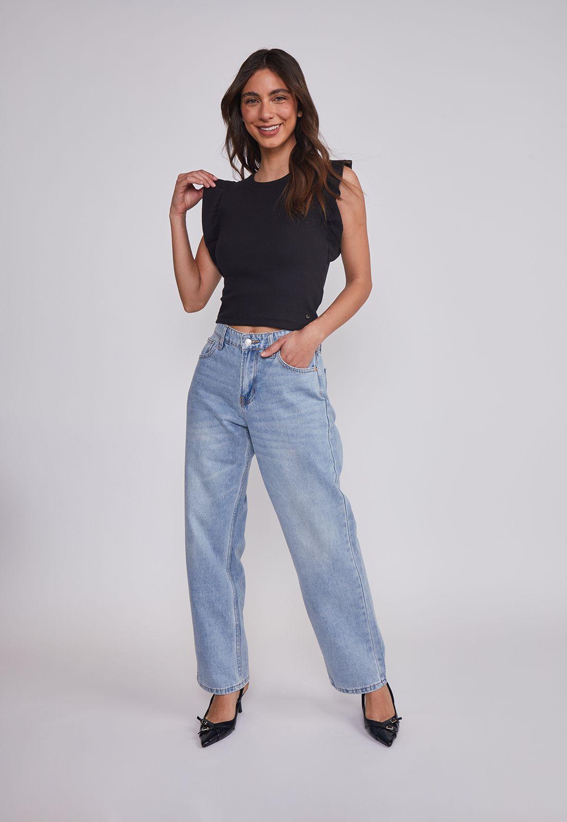 Polera Mujer Manga Vuelos Negro Sioux-4