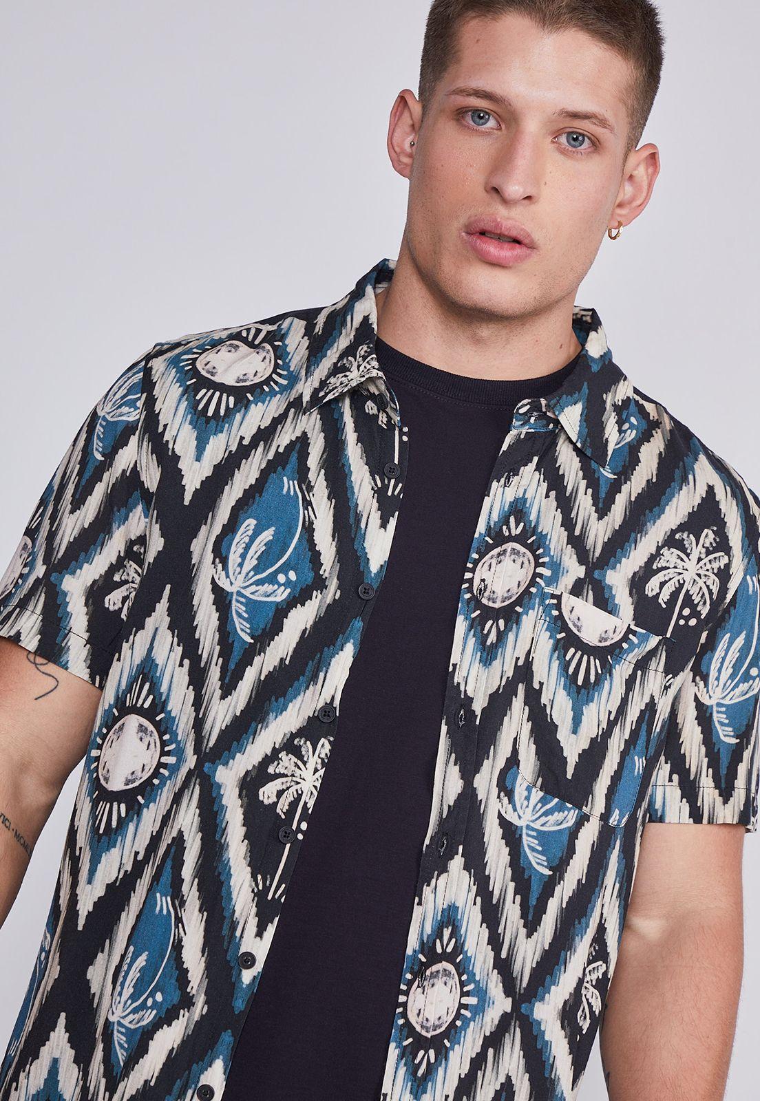 Camisa Hombre Azul Palmeras Sioux-1