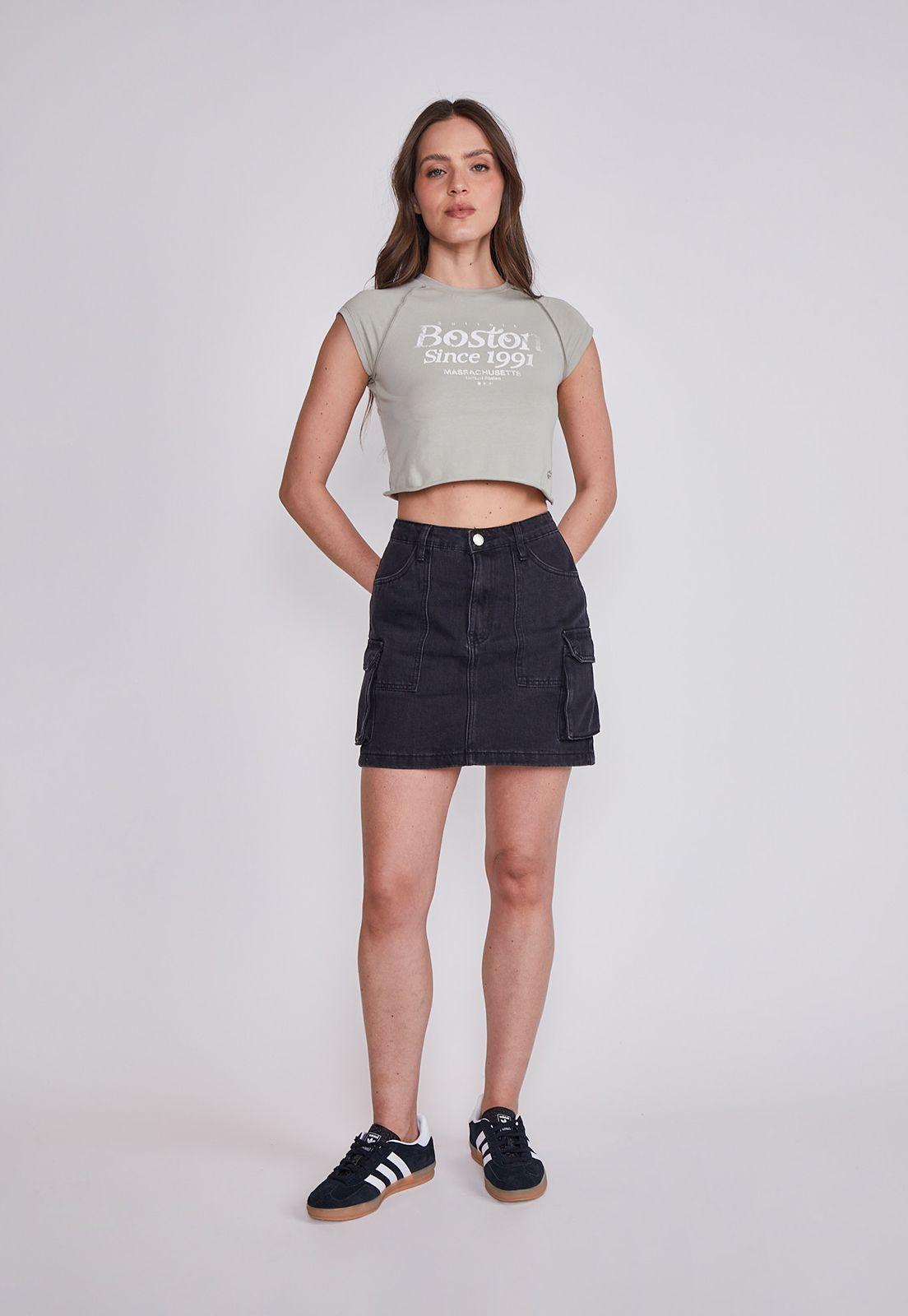 Polera Mujer Verde Lavado Bostom Sioux-4