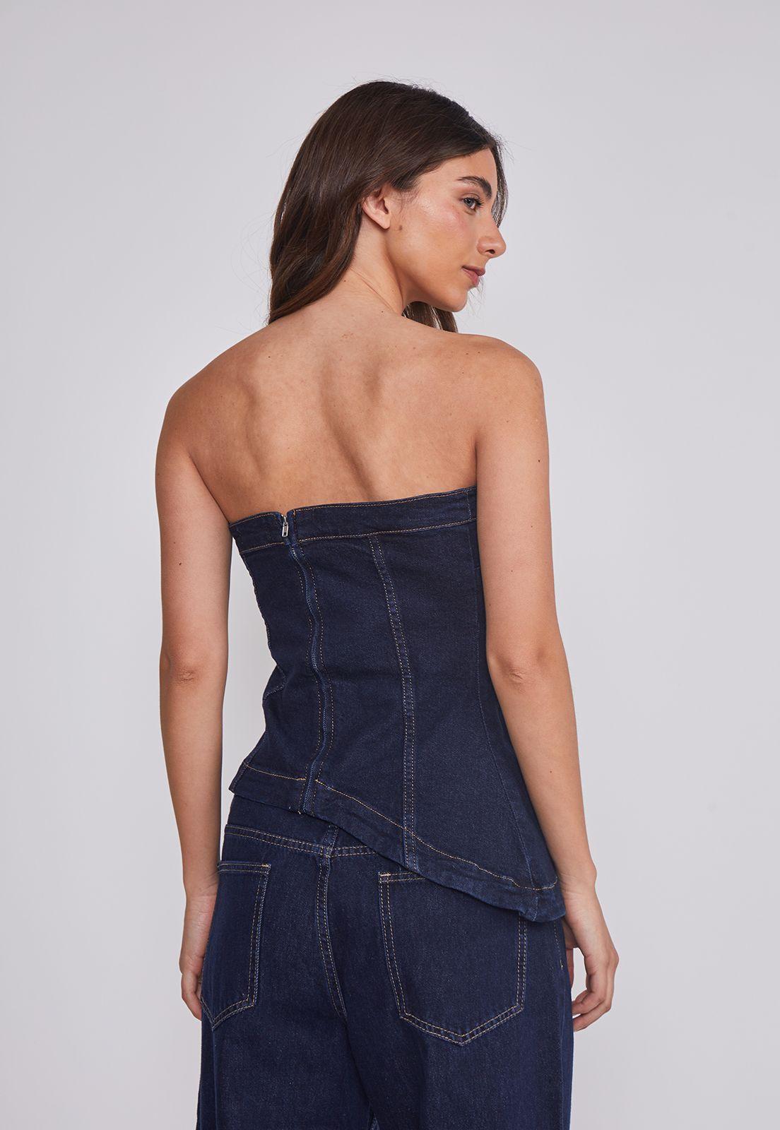 Peto Mujer Denim asimétrico Azul Sioux-3