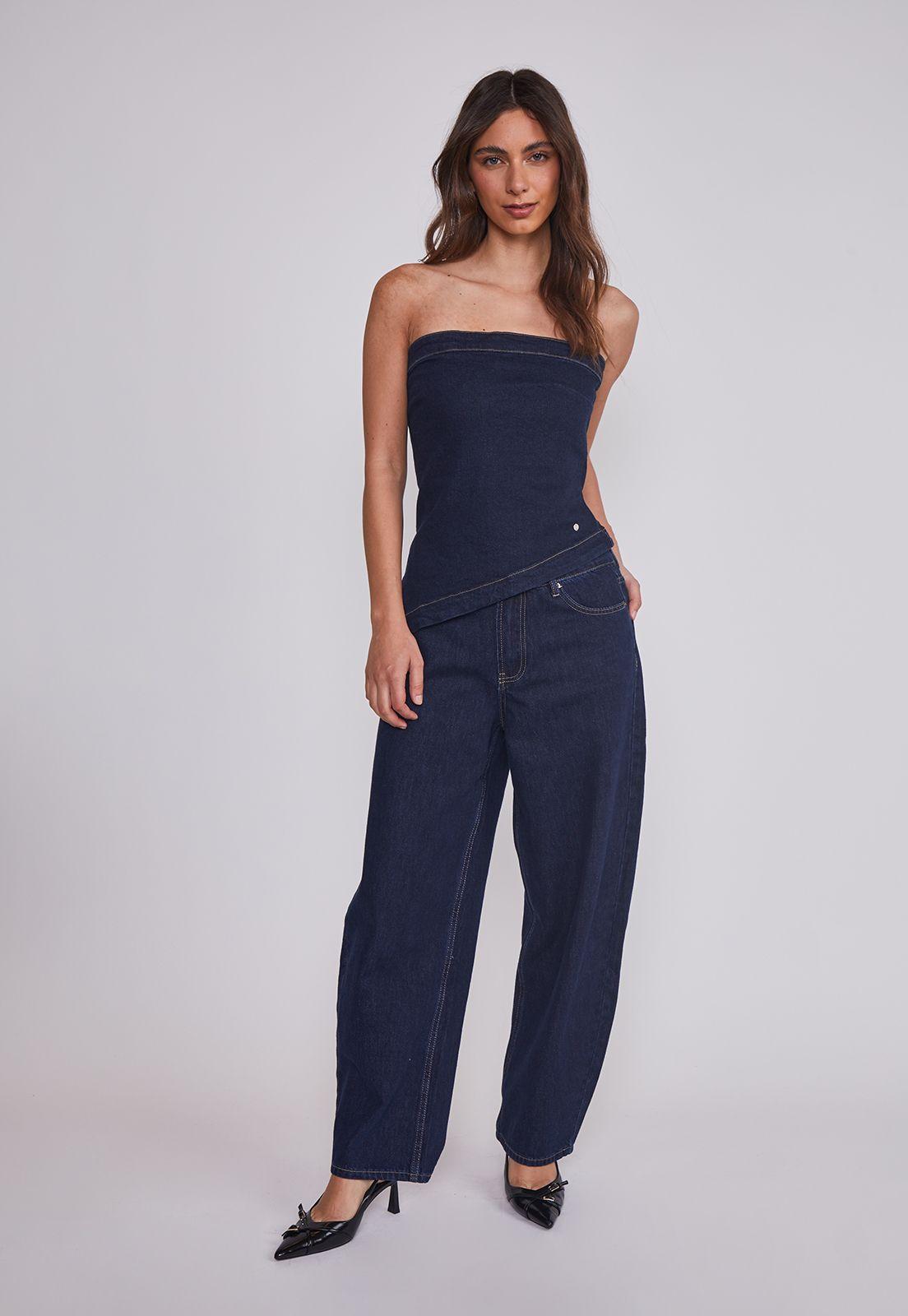 Peto Mujer Denim asimétrico Azul Sioux-4