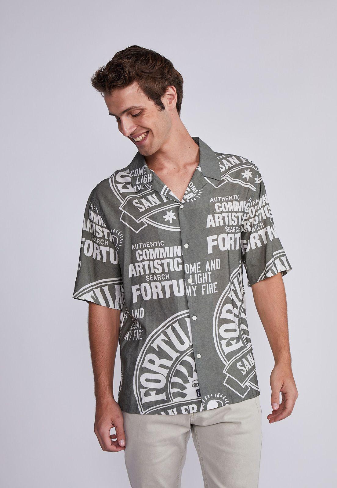 Camisa Hombre Verde Tipo Guayabera Sioux-0