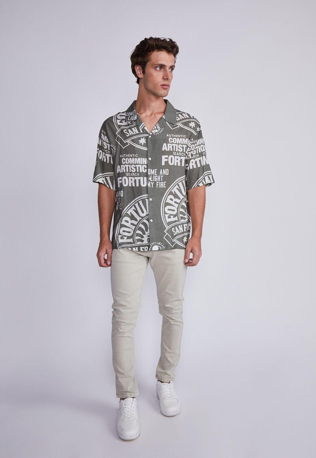 Camisa Hombre Verde Tipo Guayabera Sioux-3