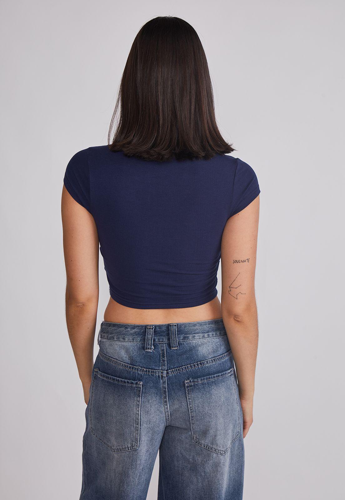 Polera Mujer Baby Tee Glitter Azul Sioux-3