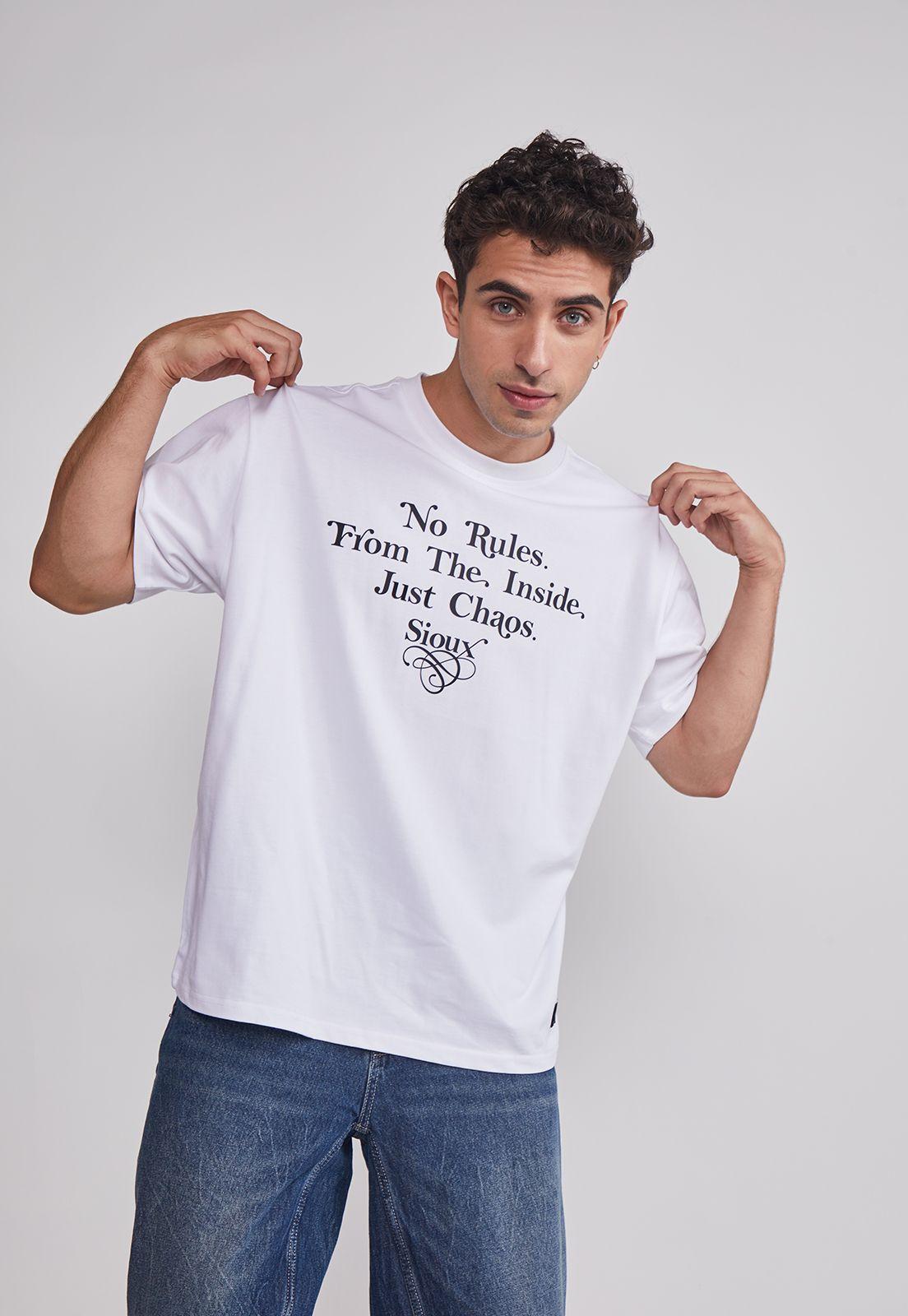 Polera Hombre Relaxed Gorras Blanco Sioux-0