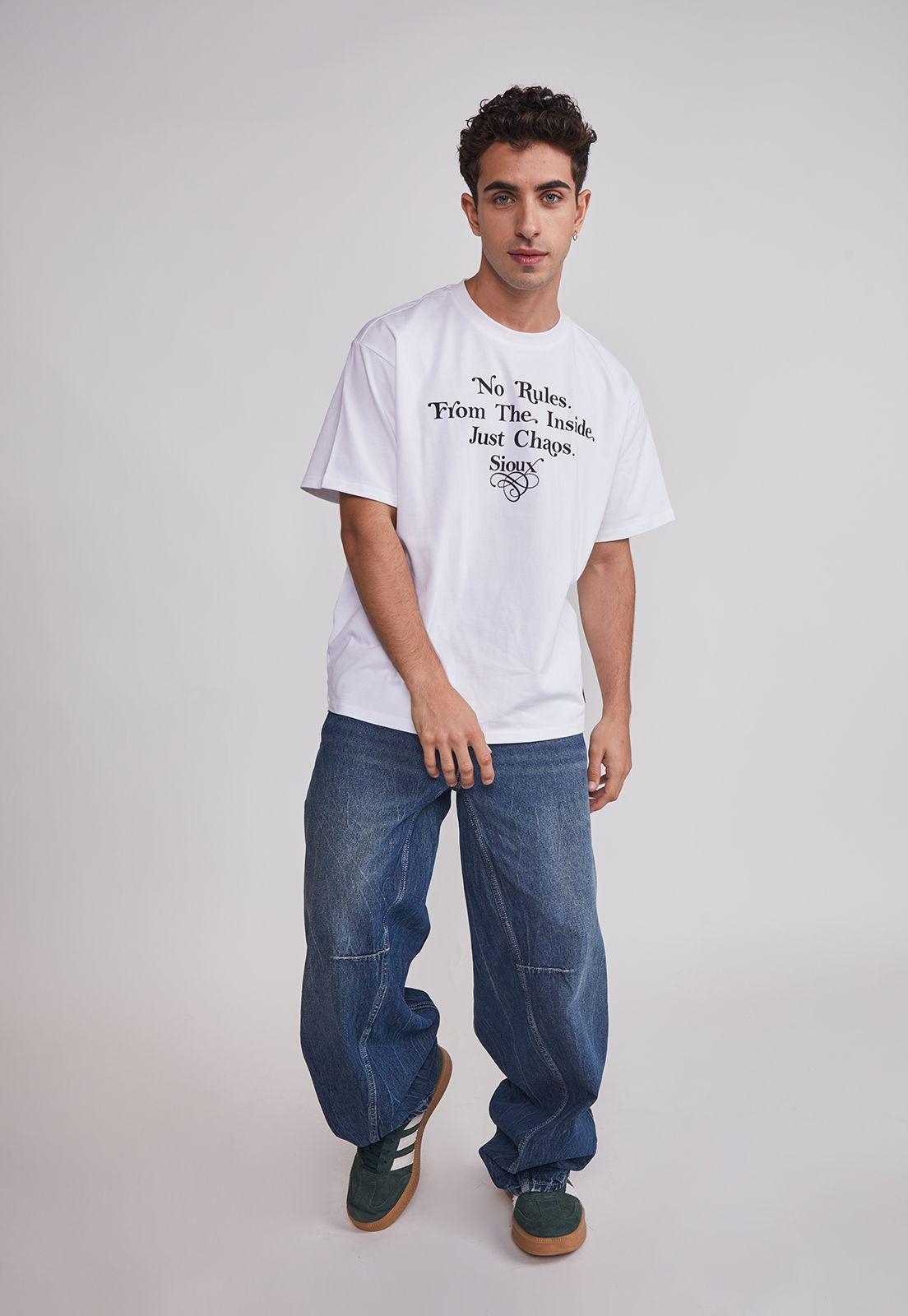 Polera Hombre Relaxed Gorras Blanco Sioux-1