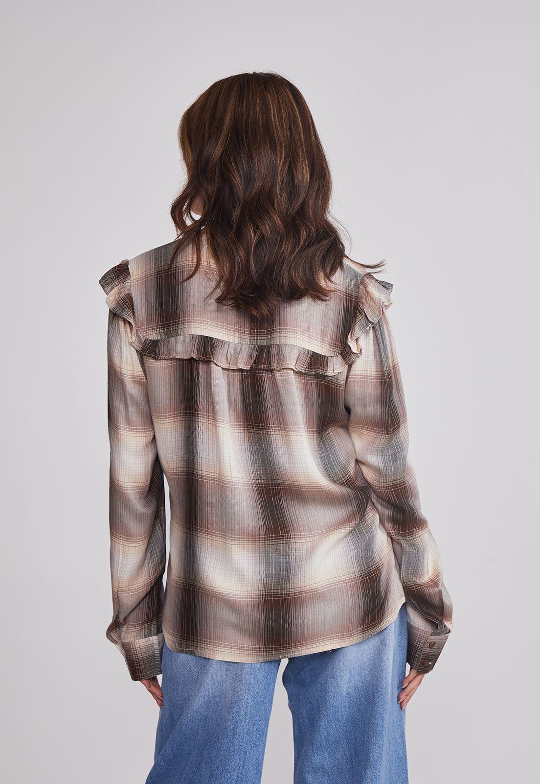 Blusa Mujer Volantes Café Sioux-2