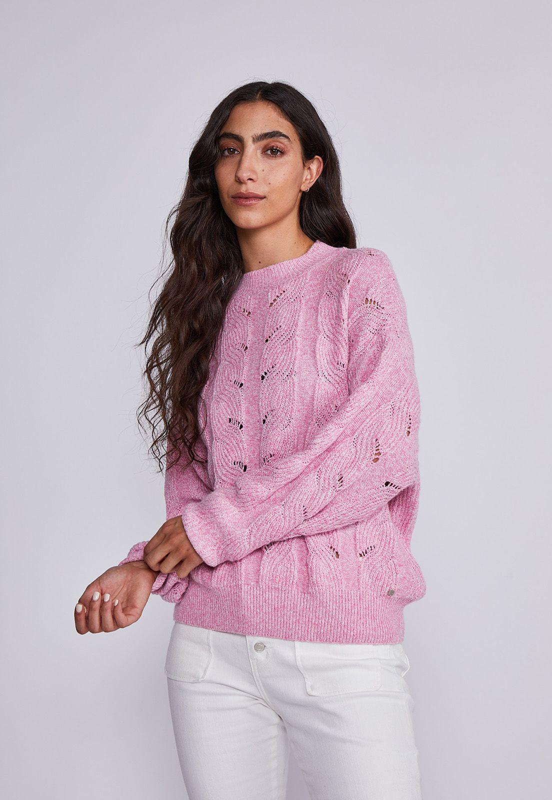 Sweater Mujer Rosado Cuello Redondo Tejido Sioux-0