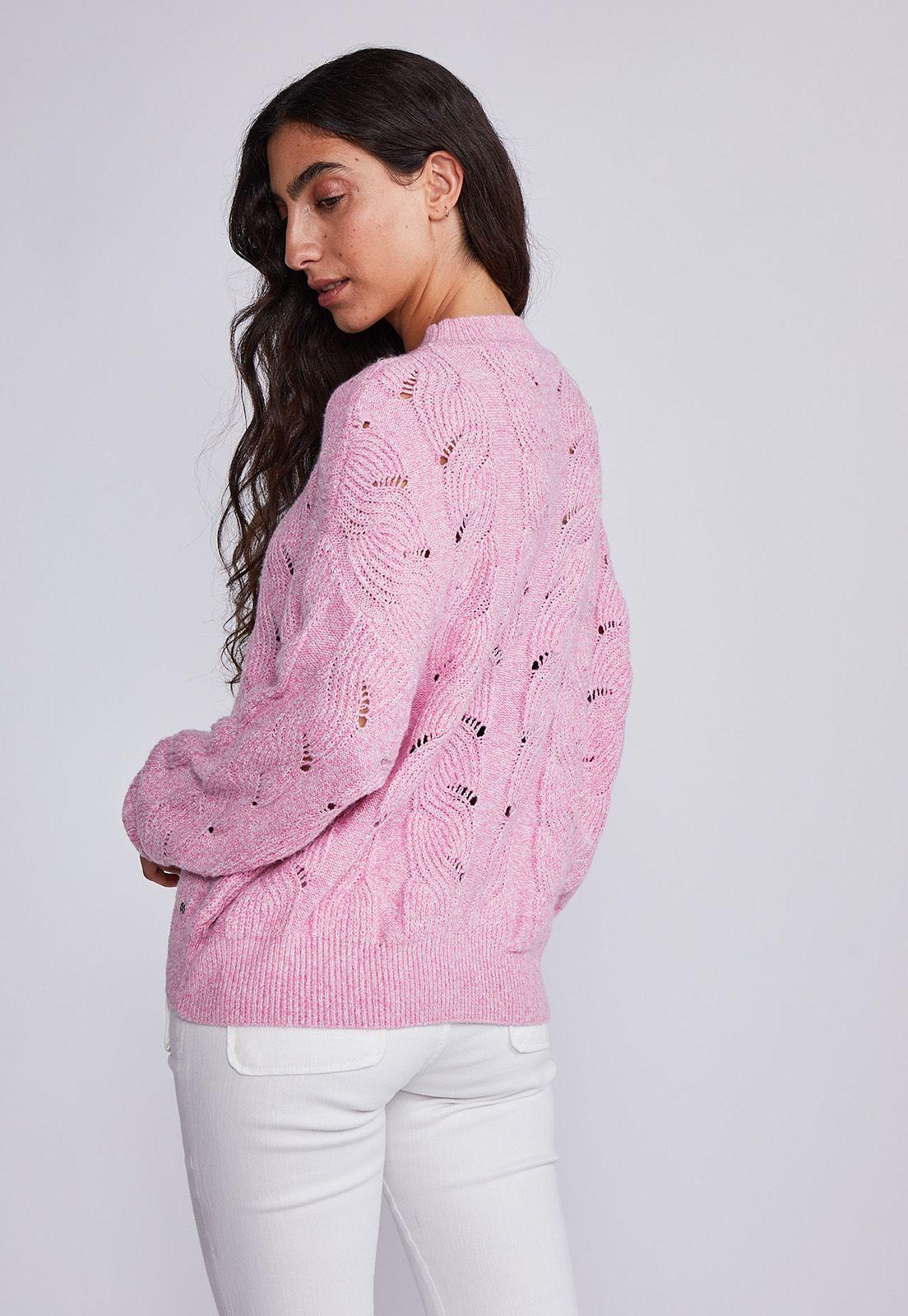 Sweater Mujer Rosado Cuello Redondo Tejido Sioux-2