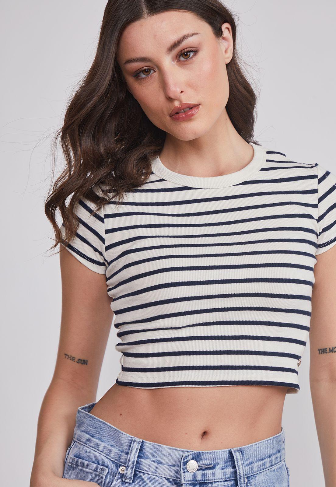 Polera Mujer Listada Blanco Sioux-2