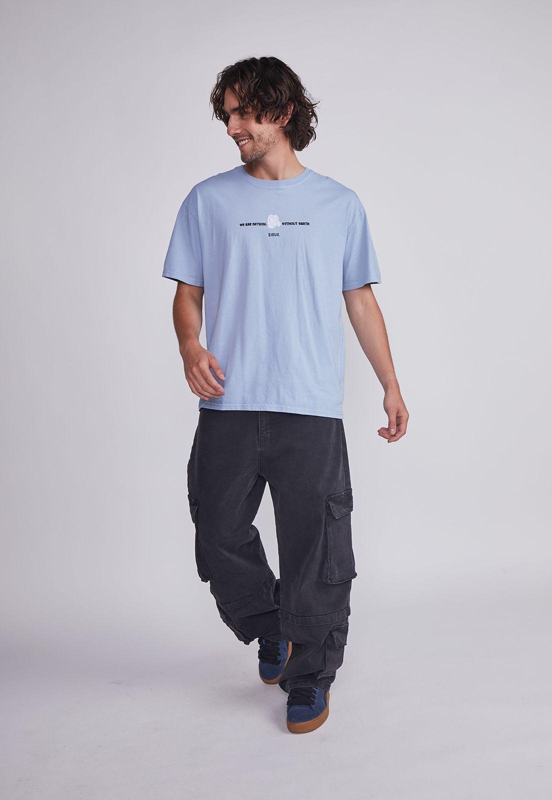 Polera Hombre Celeste Bordado Sioux-4