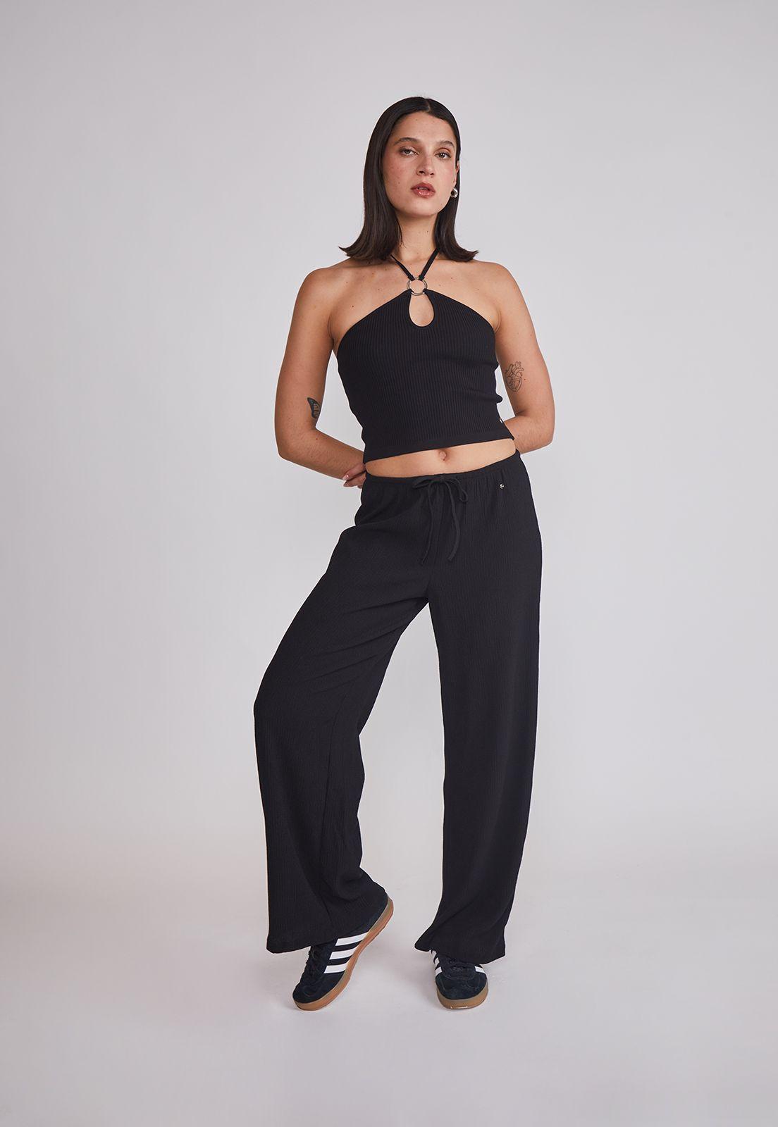 Peto Mujer Tejido Argolla Negro Sioux-4