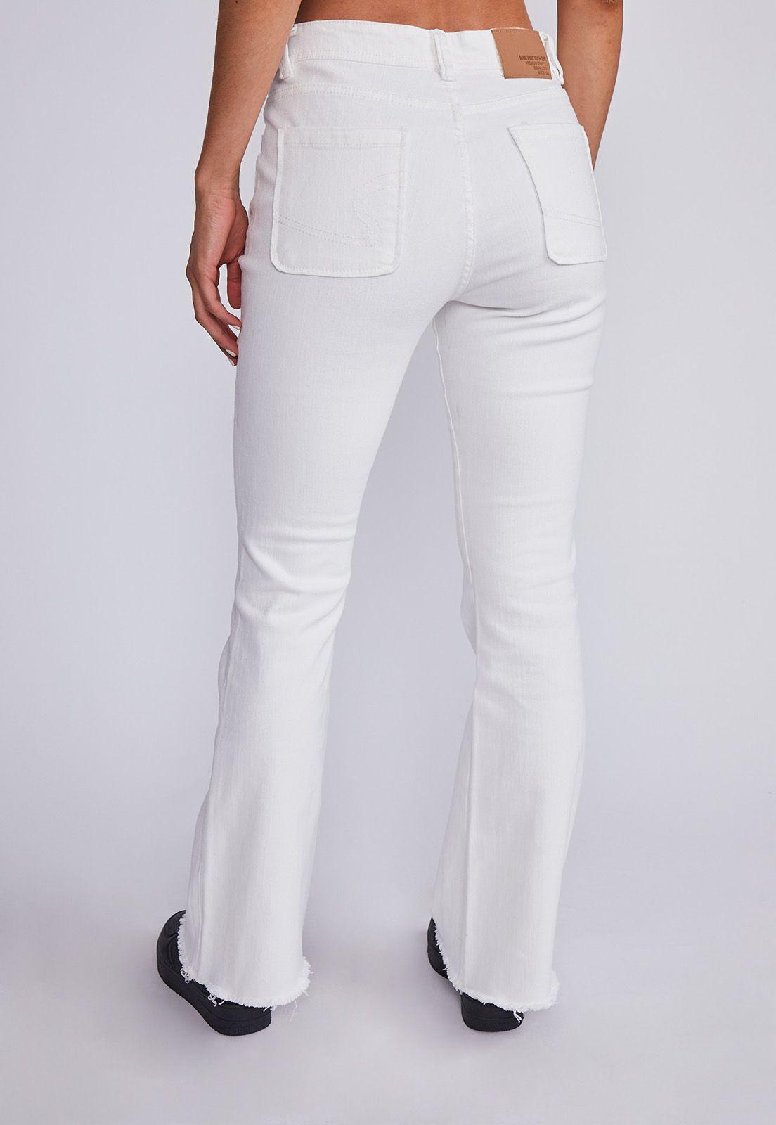 Jeans Mujer Blanco Flare Con Botones Sioux-2