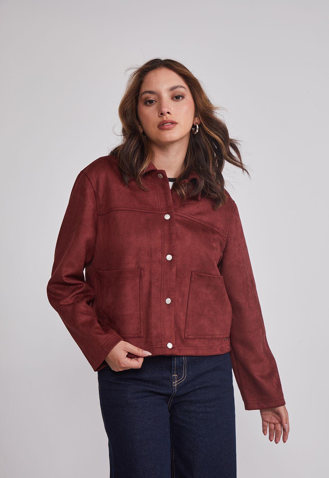 Chaqueta Mujer Bolsillos Delanteros Burdeo Sioux-0