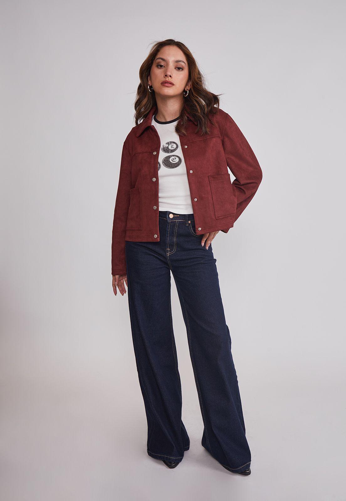 Chaqueta Mujer Bolsillos Delanteros Burdeo Sioux-1