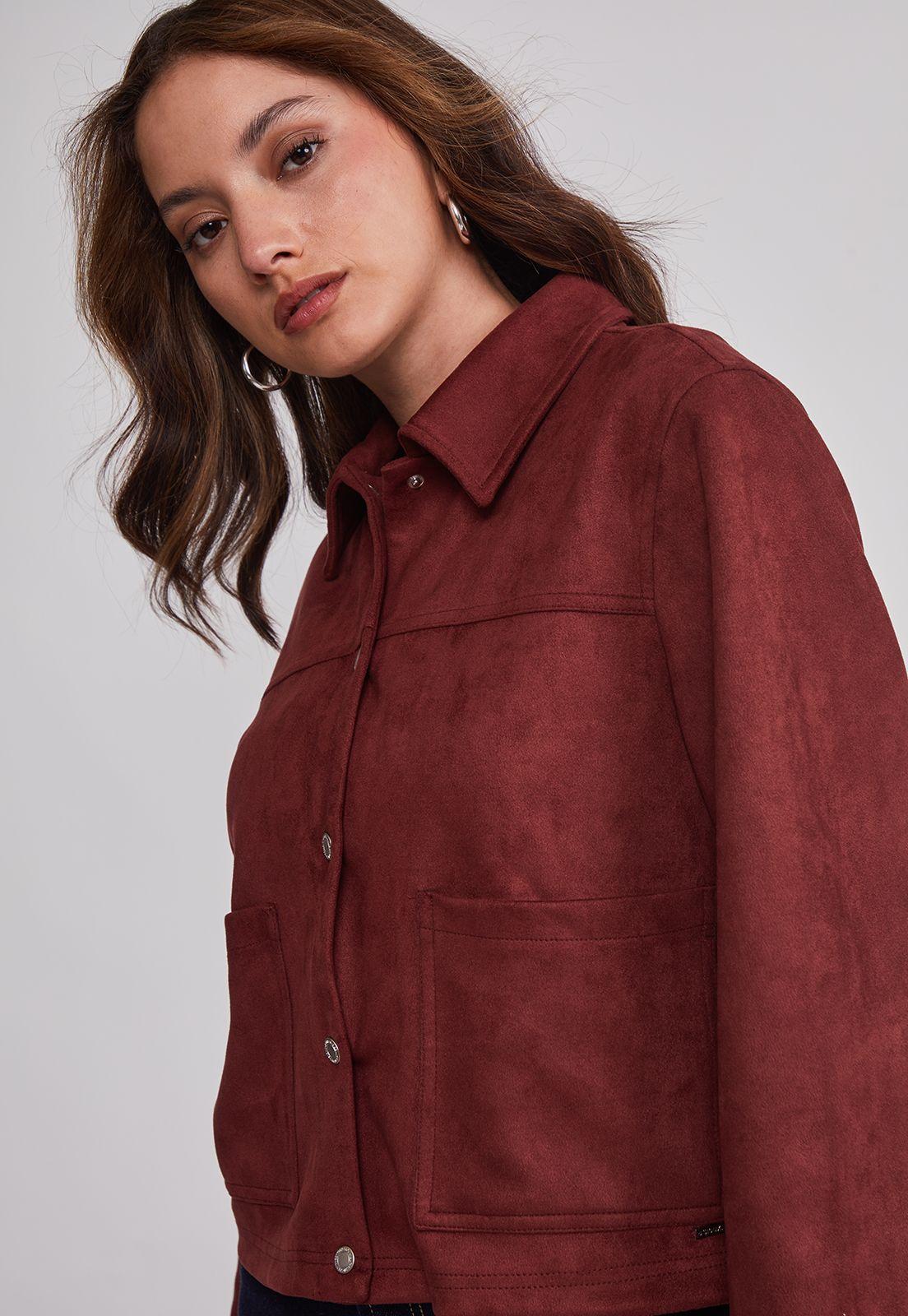 Chaqueta Mujer Bolsillos Delanteros Burdeo Sioux-3