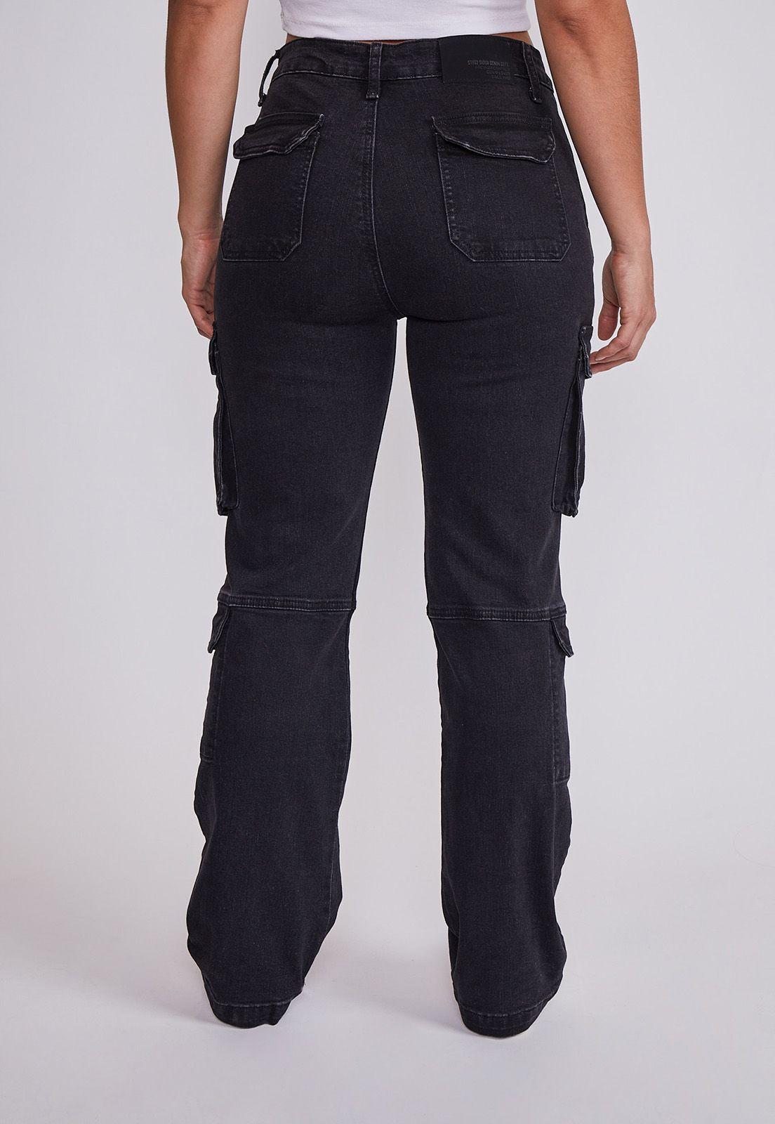 Jeans Mujer Negro Elasticado Recto Con Bolsillos Sioux-2